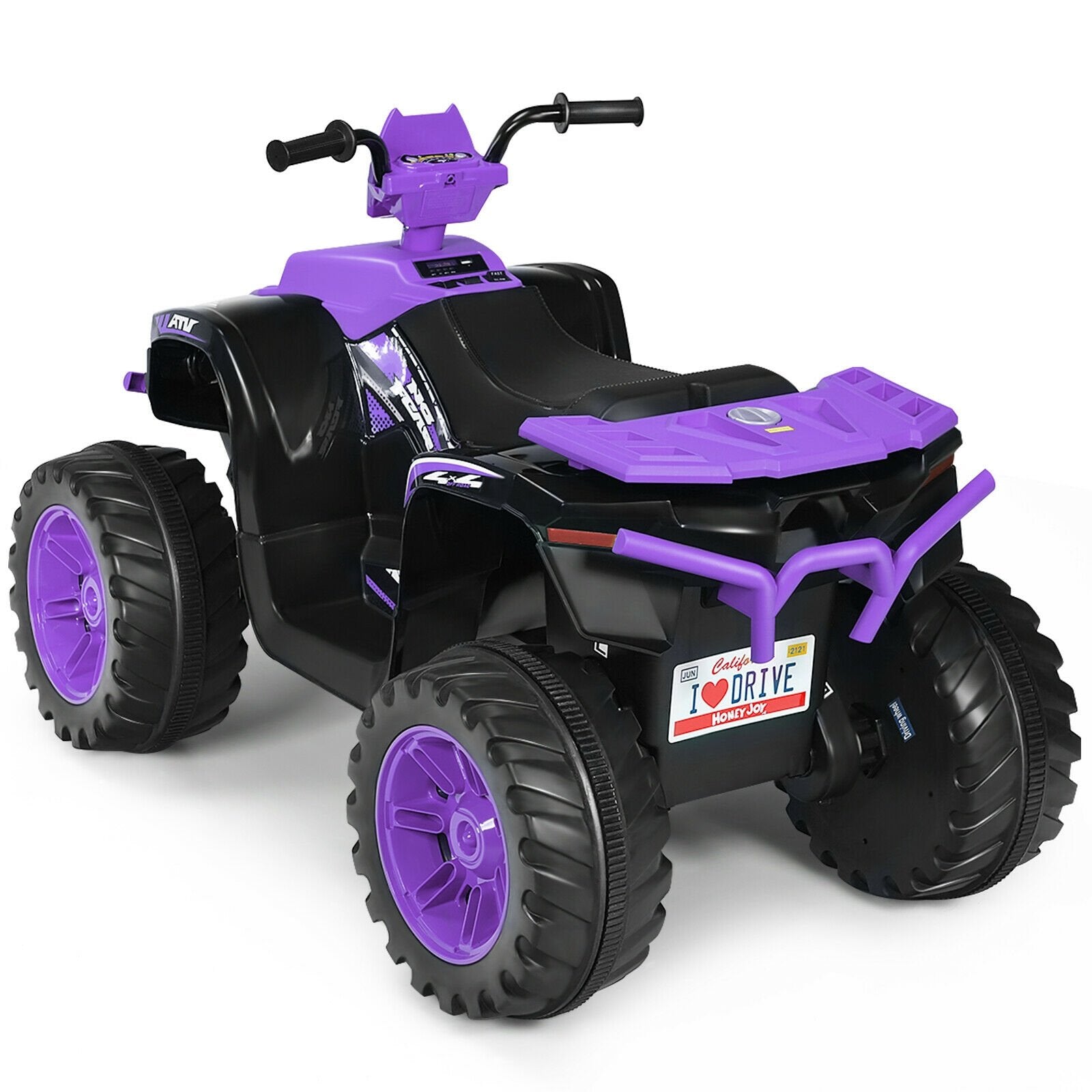 12V Kids Ride on ATV with LED Lights and Treaded Tires and LED lights-Black