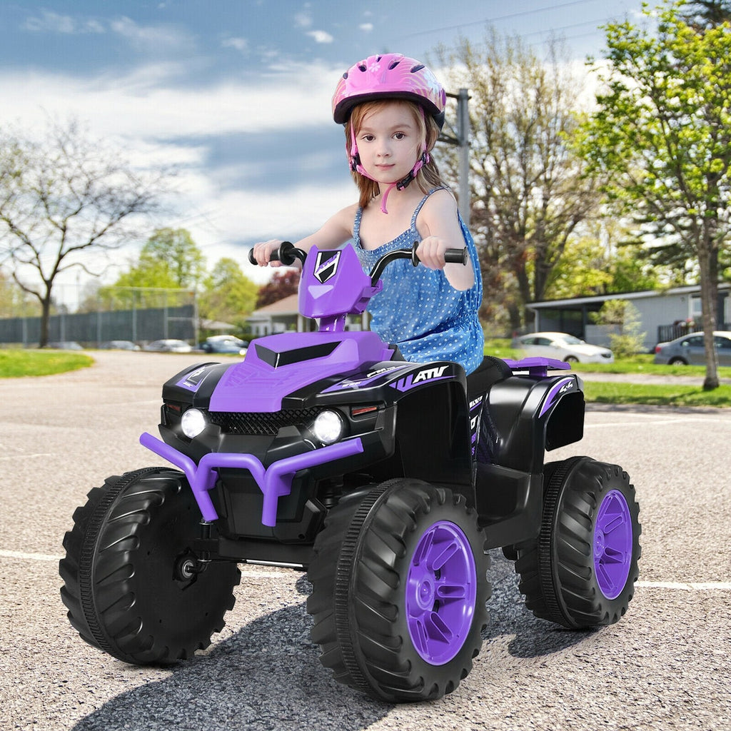 12V Kids Ride on ATV with LED Lights and Treaded Tires and LED lights-Black