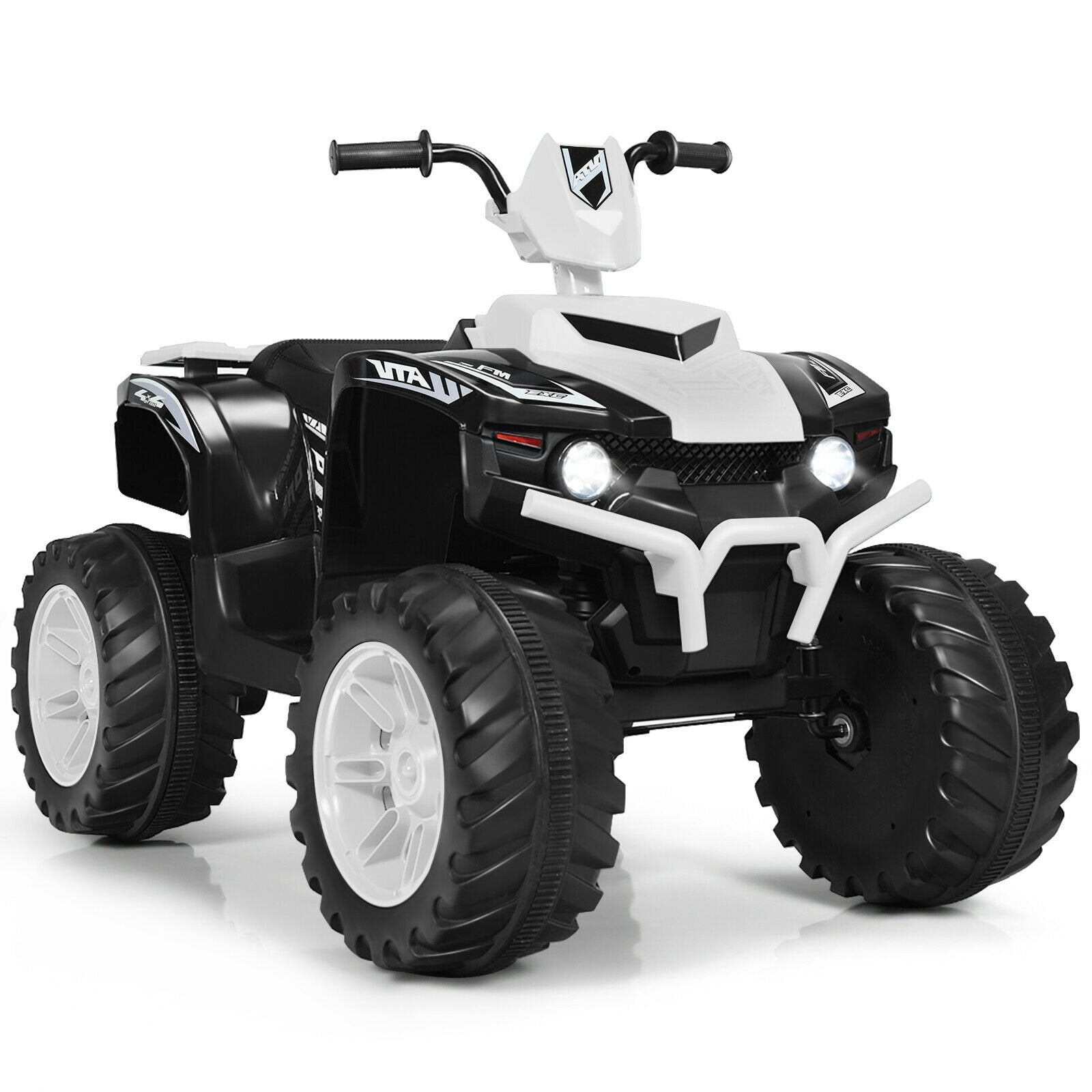 12V Kids Ride on ATV with LED Lights and Treaded Tires and LED lights-Black