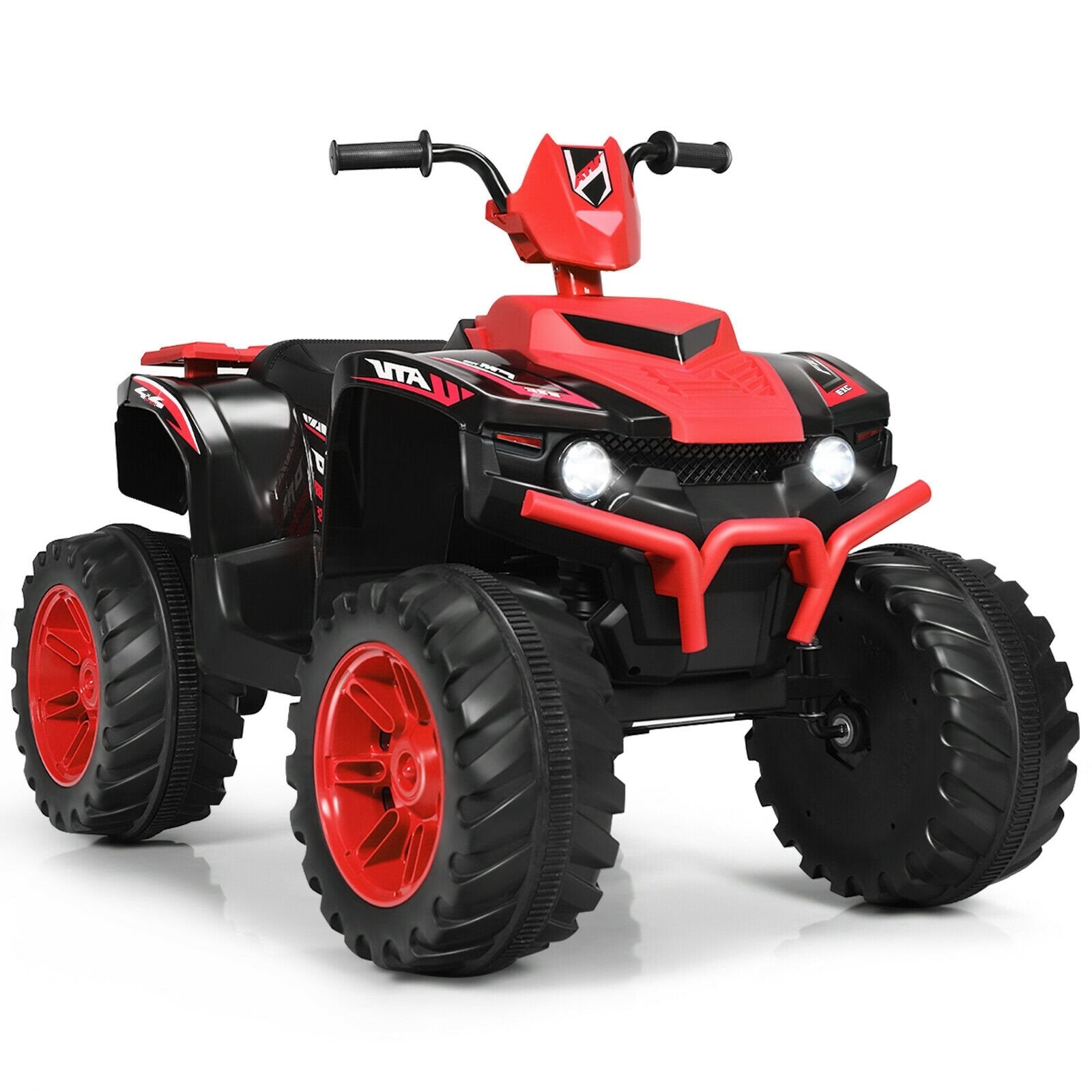 12V Kids Ride on ATV with LED Lights and Treaded Tires and LED lights-Black