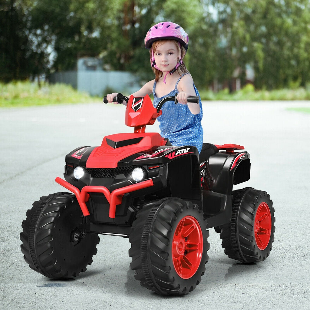 12V Kids Ride on ATV with LED Lights and Treaded Tires and LED lights-Black