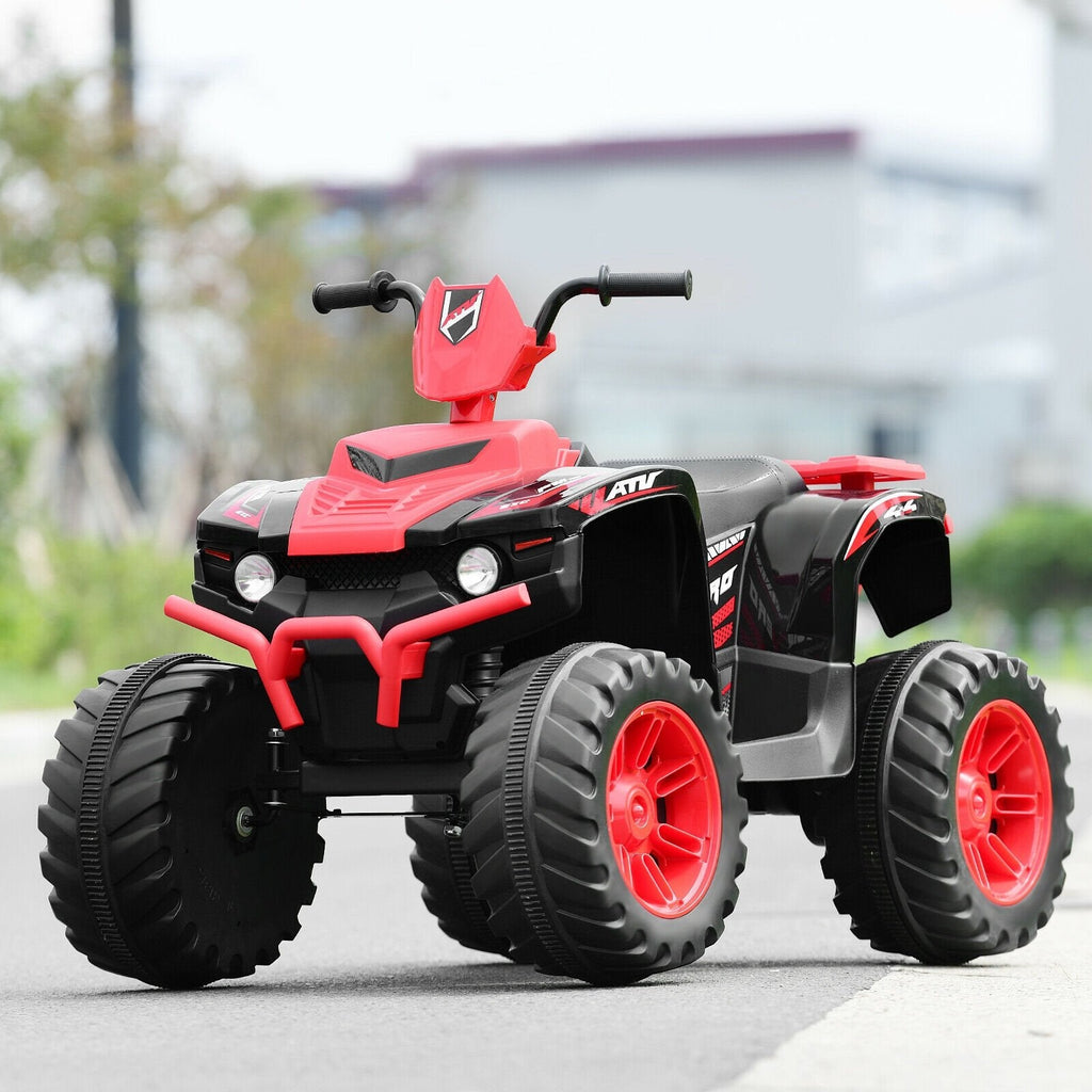 12V Kids Ride on ATV with LED Lights and Treaded Tires and LED lights-Black