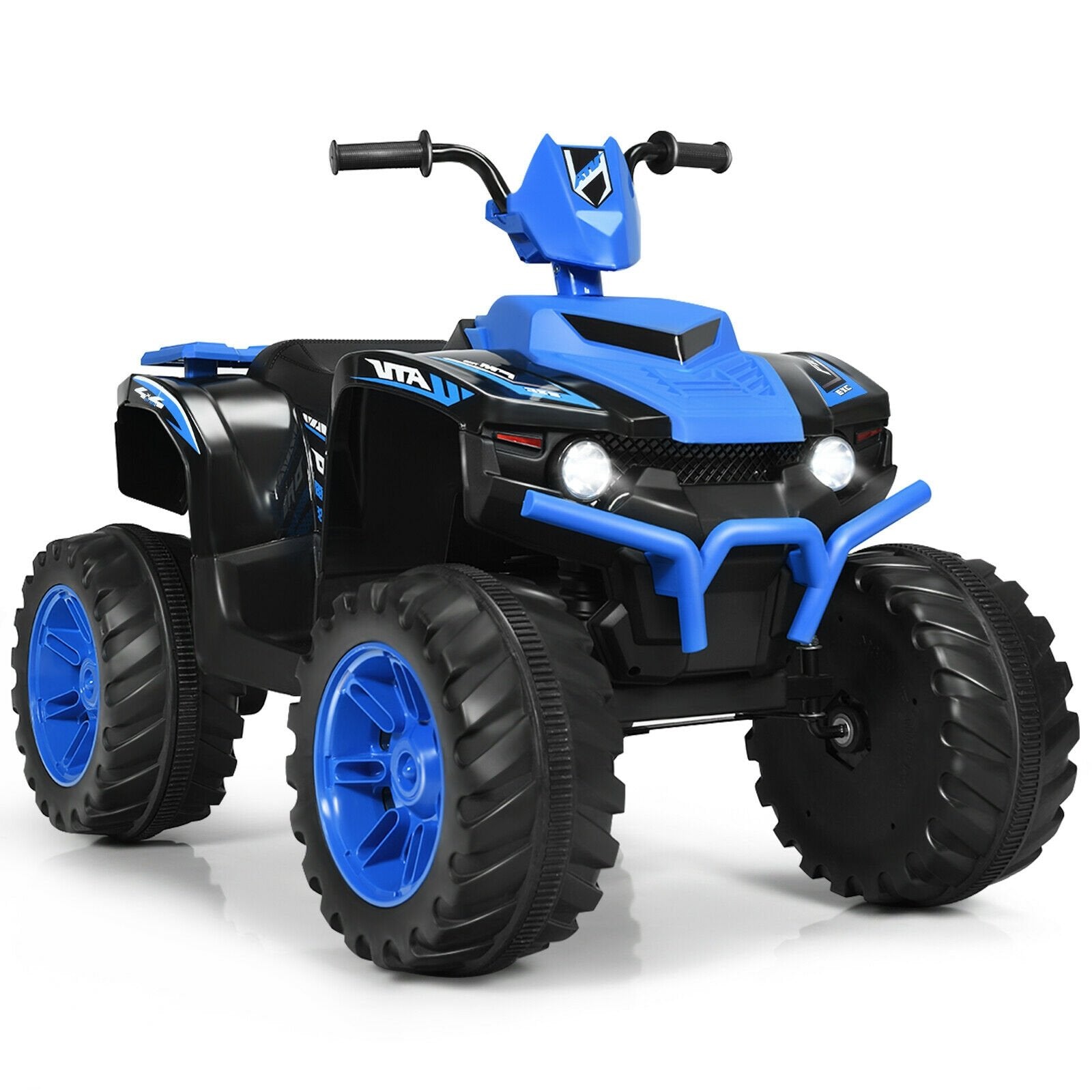 12V Kids Ride on ATV with LED Lights and Treaded Tires and LED lights-Black