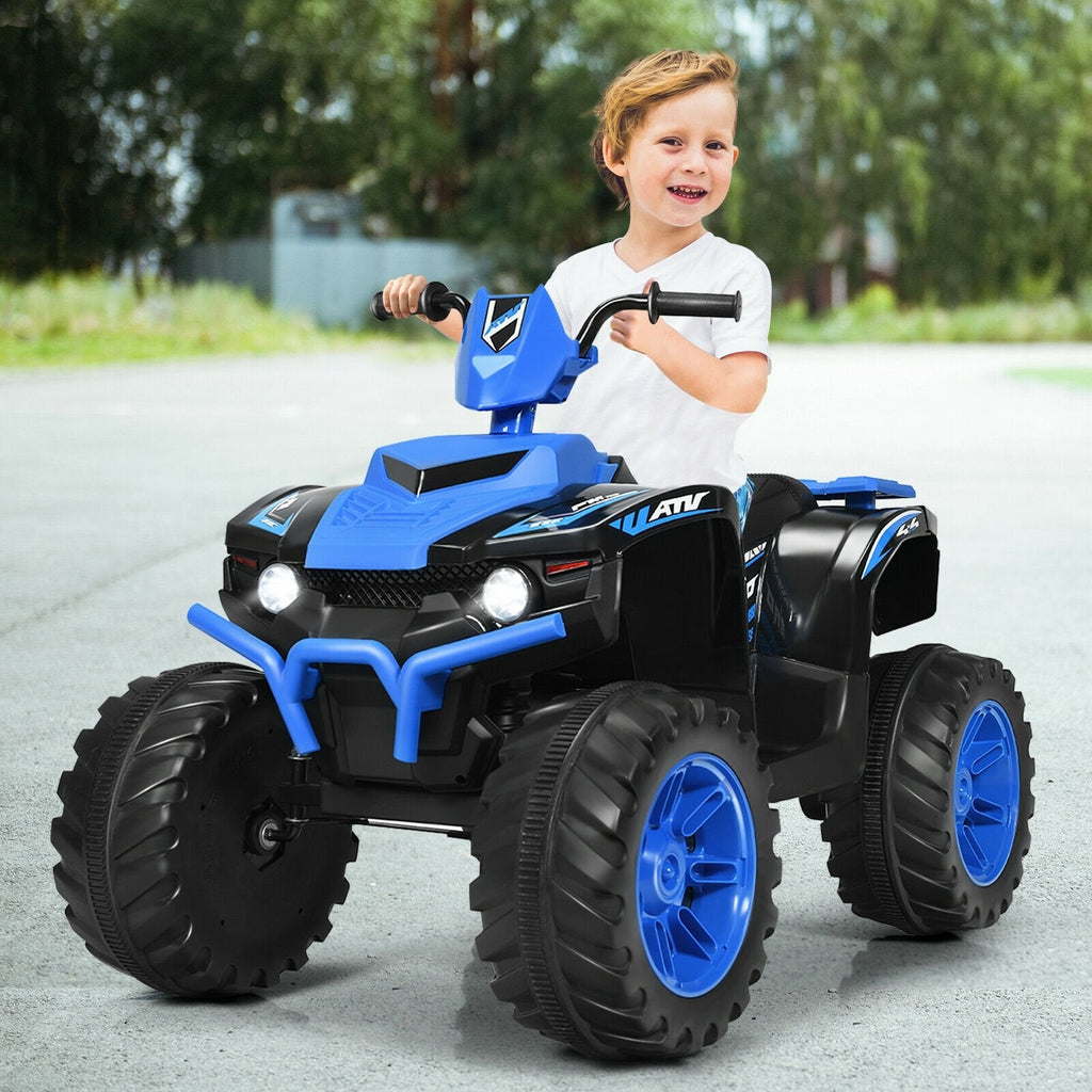 12V Kids Ride on ATV with LED Lights and Treaded Tires and LED lights-Black