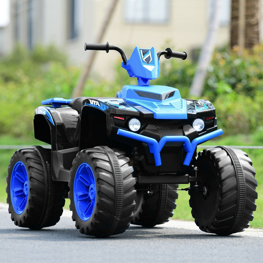 12V Kids Ride on ATV with LED Lights and Treaded Tires and LED lights-Black
