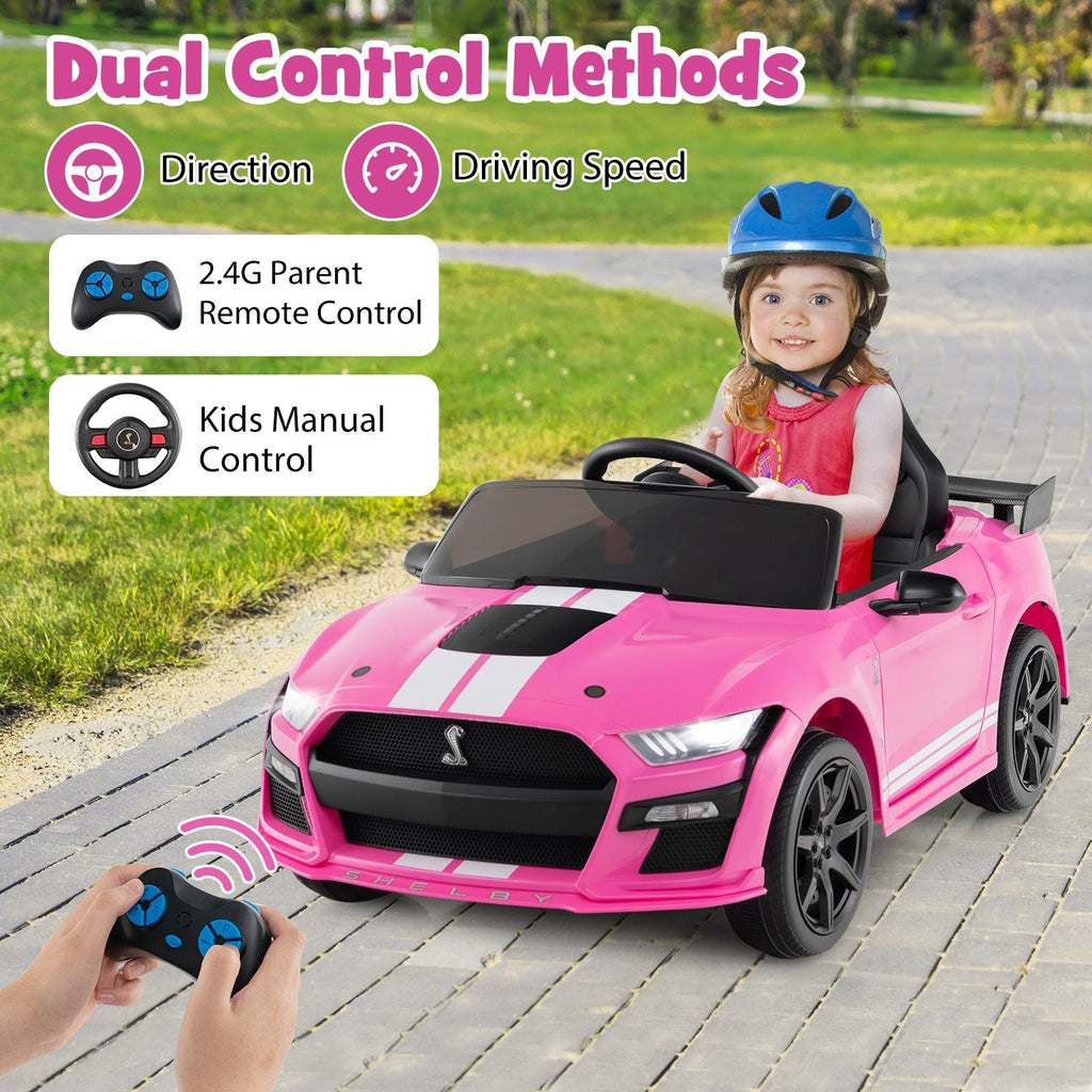12V Licensed Ford Mustang Shelby GT500 Kids Ride on Car with Remote Control for Kids Aged 3-8-Black