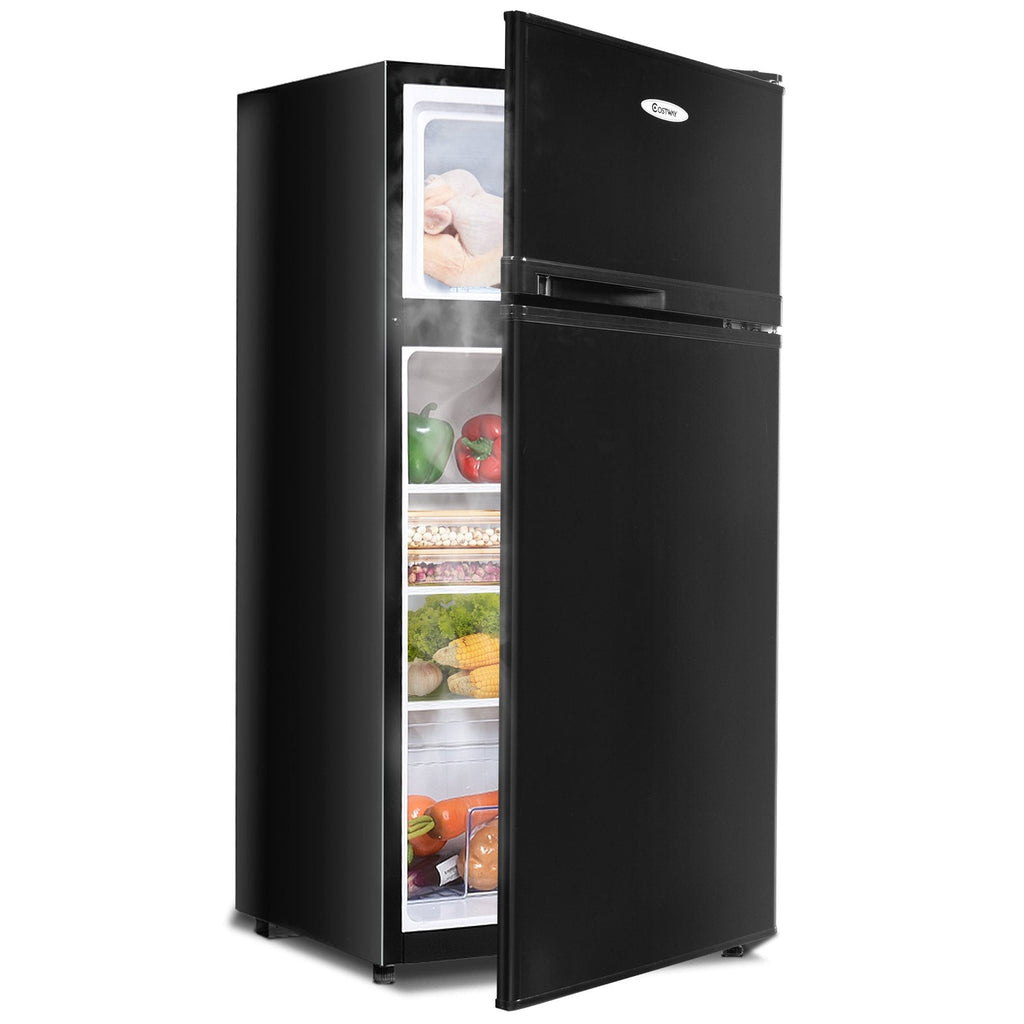 2 Doors Cold-rolled Sheet Compact Refrigerator-Black