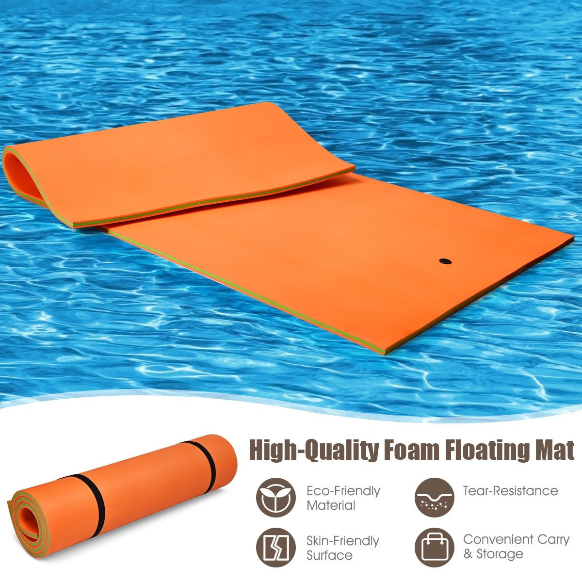 12 x 6 Feet 3 Layer Floating Water Pad-Blue