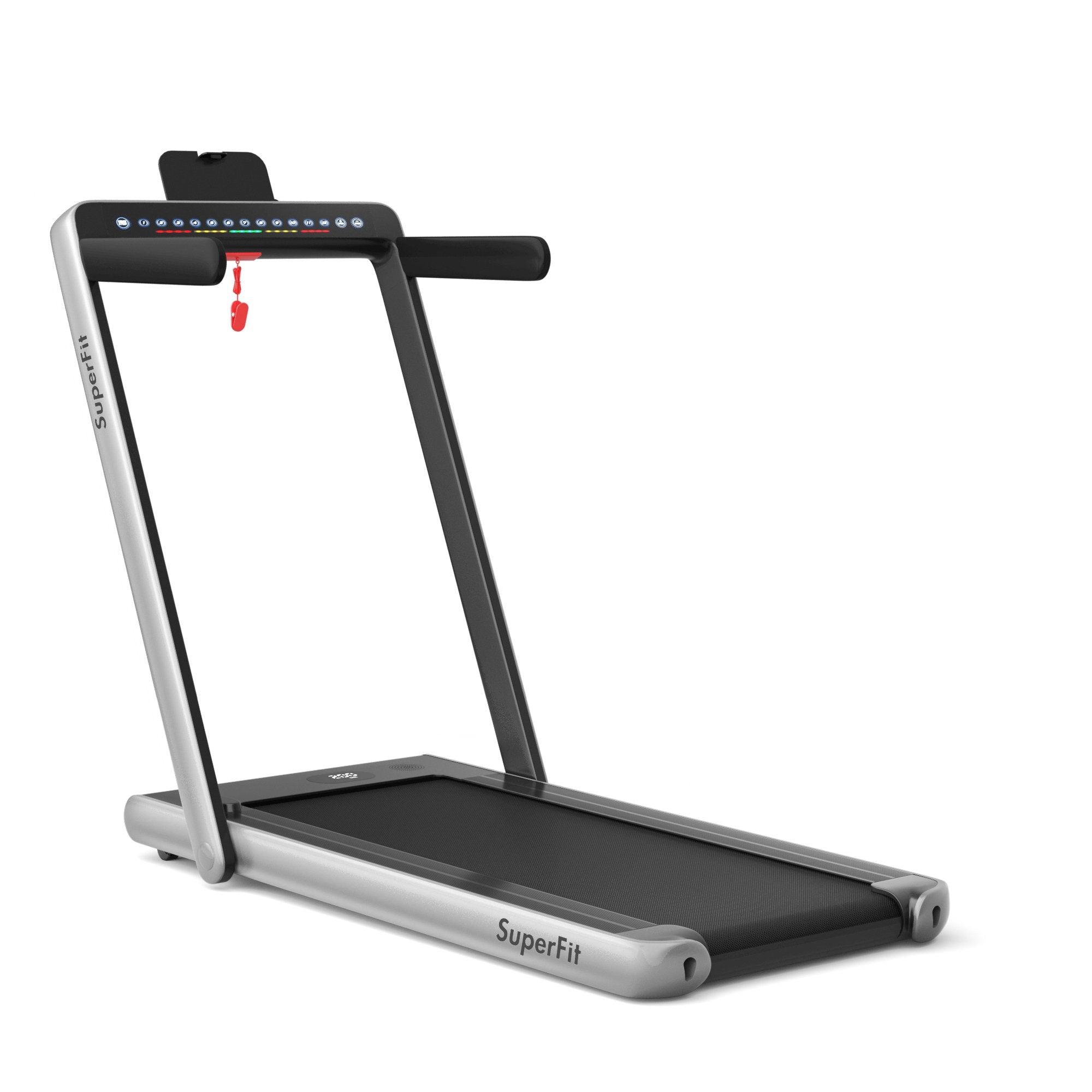 2-in-1 Electric Motorized Folding Treadmill with Dual Display-Black