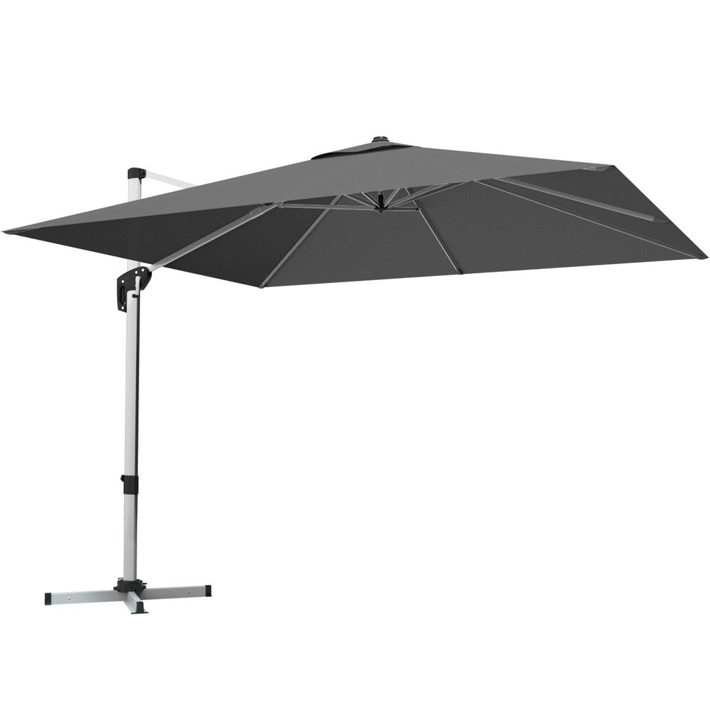 10 ft 360 Degree Tilt Aluminum Square Patio Offset Cantilever Umbrella without Weight Base-Beige