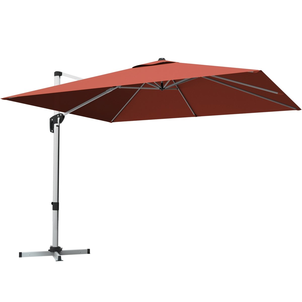 10 ft 360 Degree Tilt Aluminum Square Patio Offset Cantilever Umbrella without Weight Base-Beige