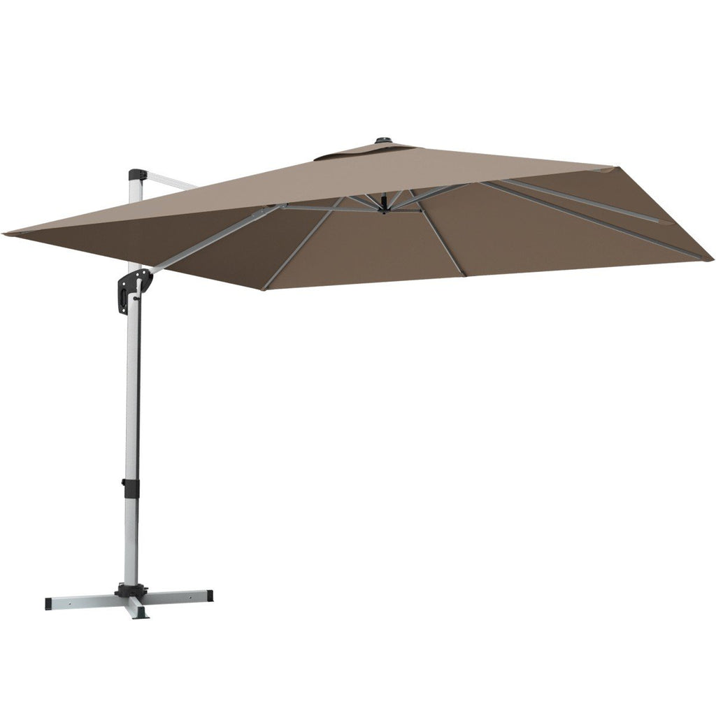 10 ft 360 Degree Tilt Aluminum Square Patio Offset Cantilever Umbrella without Weight Base-Beige