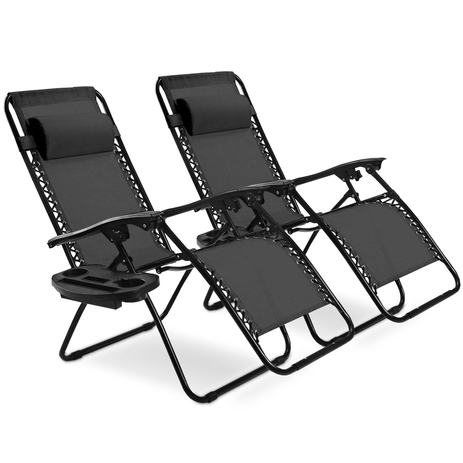 2 Pieces Folding Lounge Chair with Zero Gravity - Beige