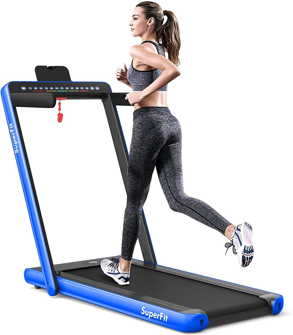 2-in-1 Electric Motorized Folding Treadmill with Dual Display-Black