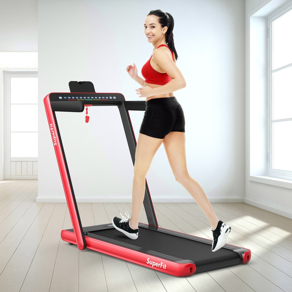 2-in-1 Electric Motorized Folding Treadmill with Dual Display-Black