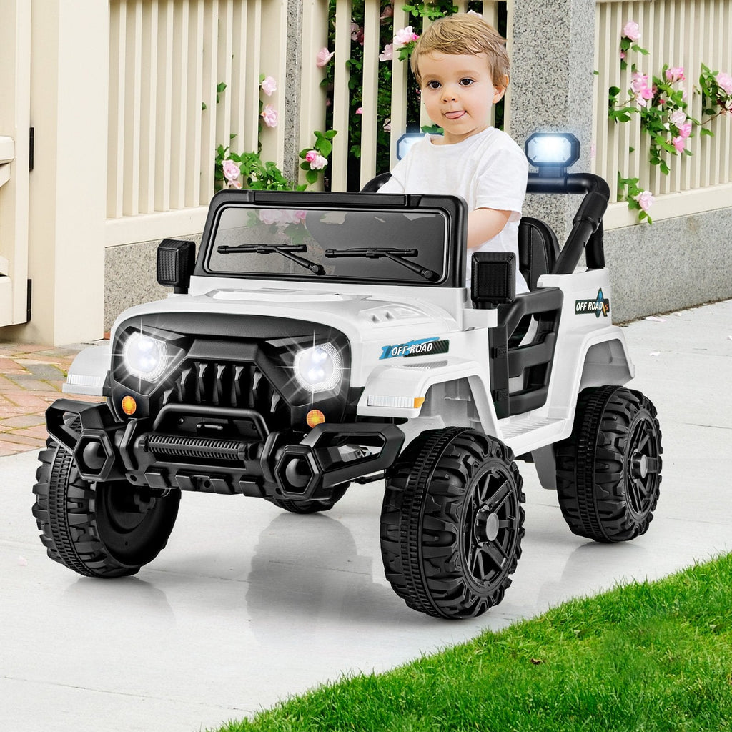 12V Kids Ride on Truck Car with Remote Control Threaded Wheels and 3 Speeds-Black