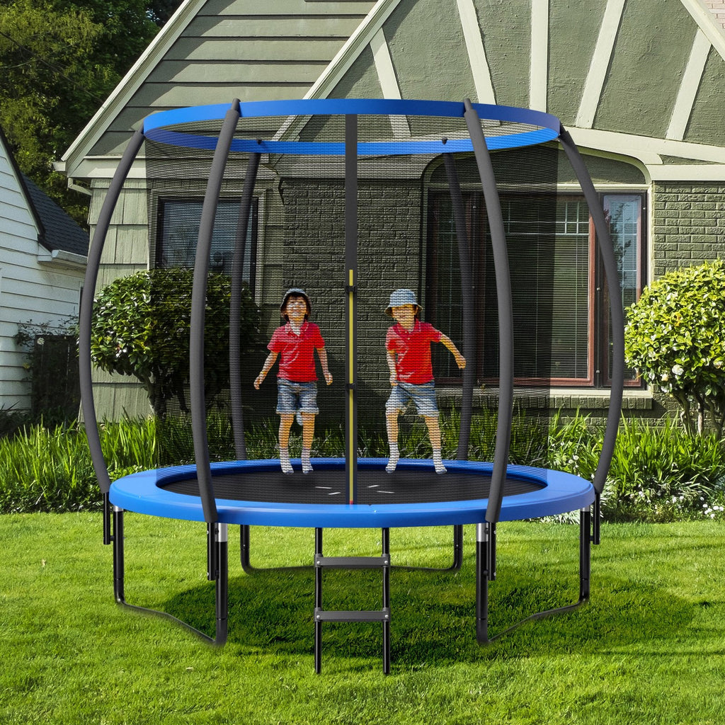 10 Feet ASTM Approved Recreational Trampoline with Ladder-Black
