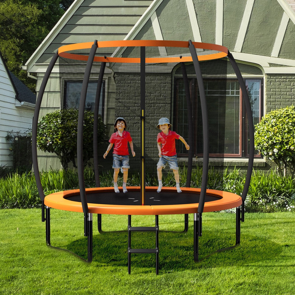10 Feet ASTM Approved Recreational Trampoline with Ladder-Black