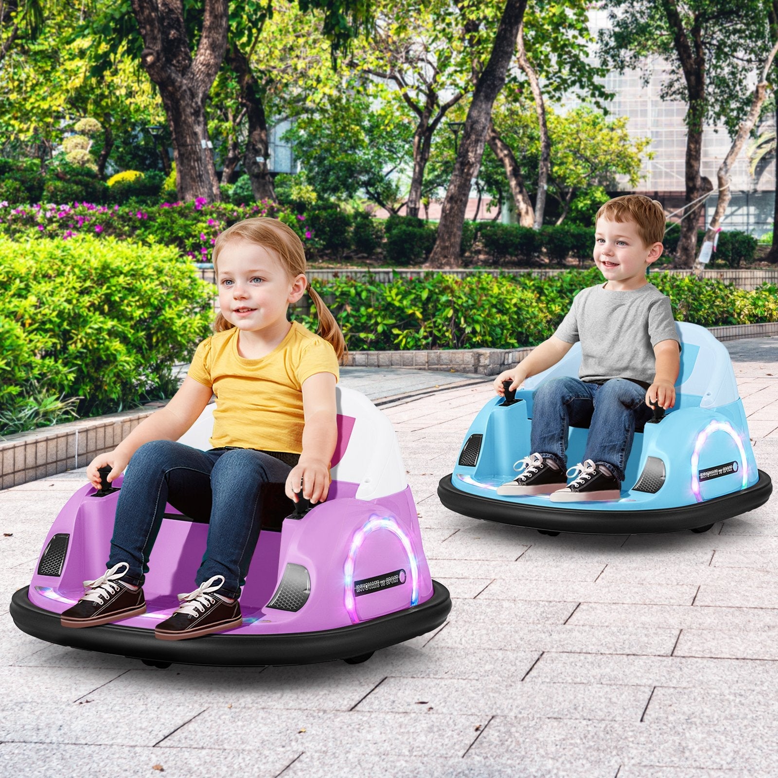 12V 360° Ride on Bumper Car for Toddlers with Remote Control-Light Blue