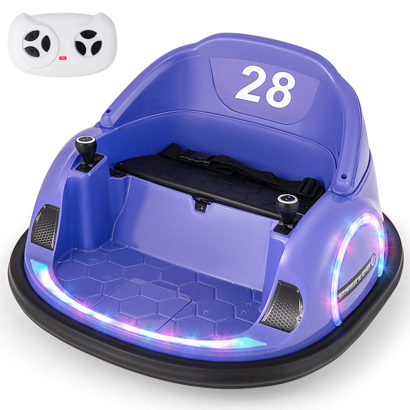 12V 360° Ride on Bumper Car for Toddlers with Remote Control-Light Blue