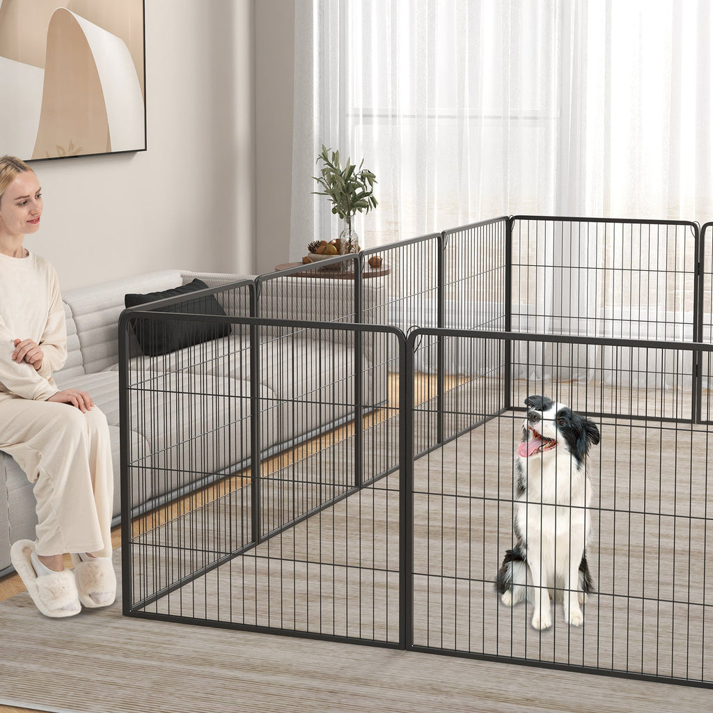 16 Panel 24/32/40 Inches Height Dog Playpen with Lock and Large Door-24 inches