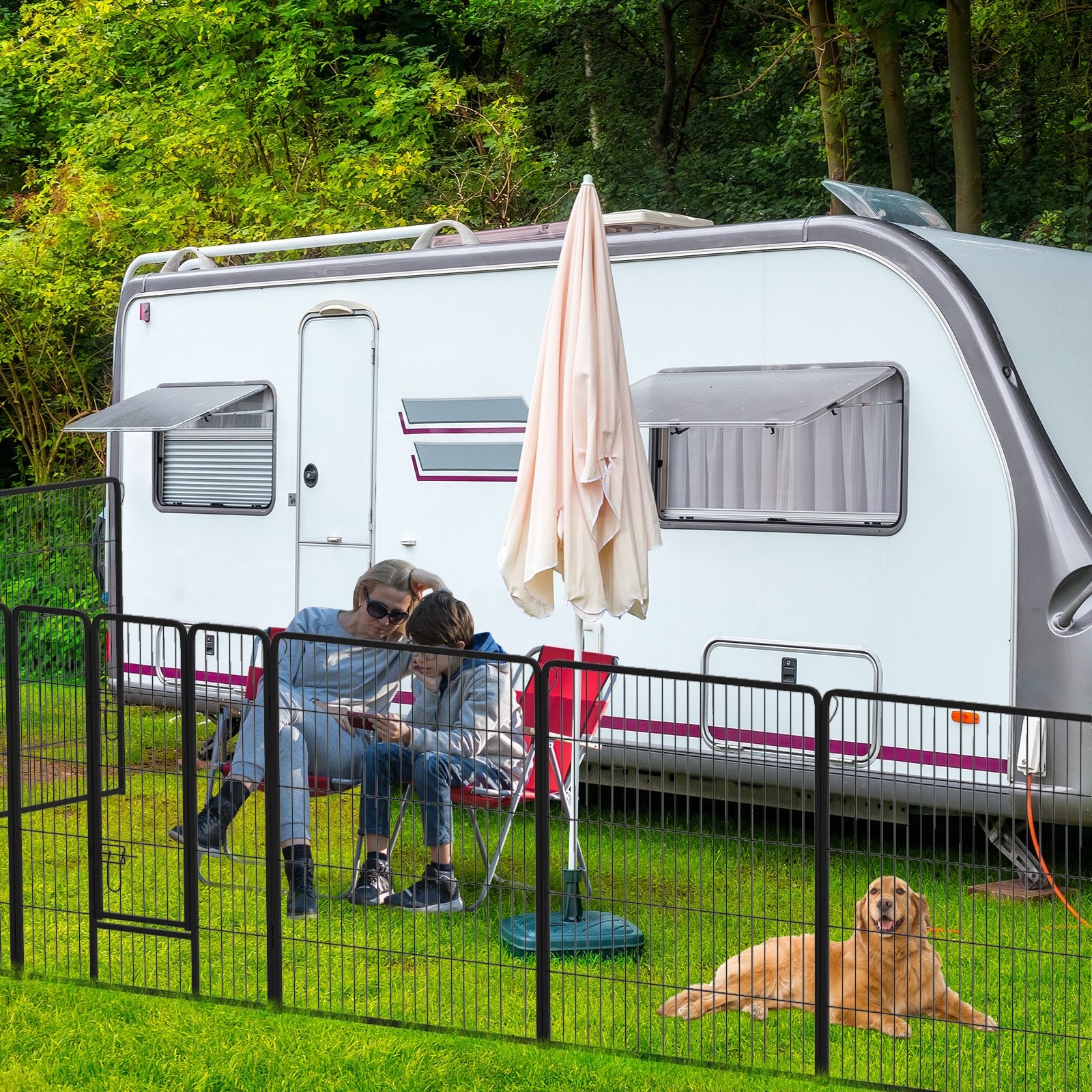 16 Panel 24/32/40 Inches Height Dog Playpen with Lock and Large Door-24 inches