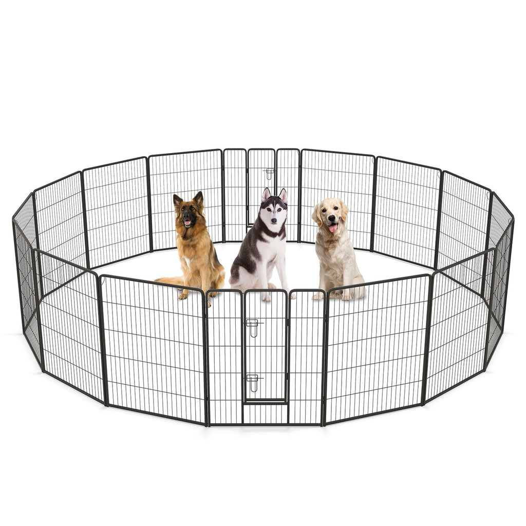 16 Panel 24/32/40 Inches Height Dog Playpen with Lock and Large Door-24 inches