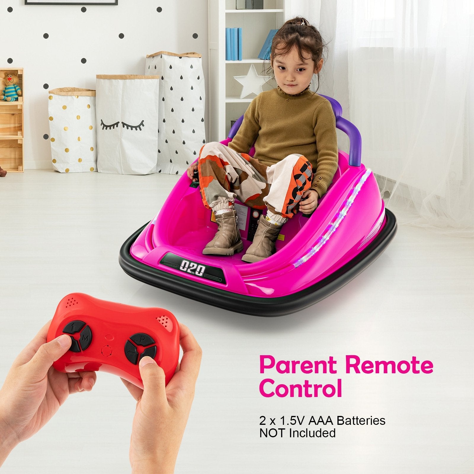 12V Kids Bumper Car Ride on Toy with Remote Control and 360 Degree Spin Rotation-Black