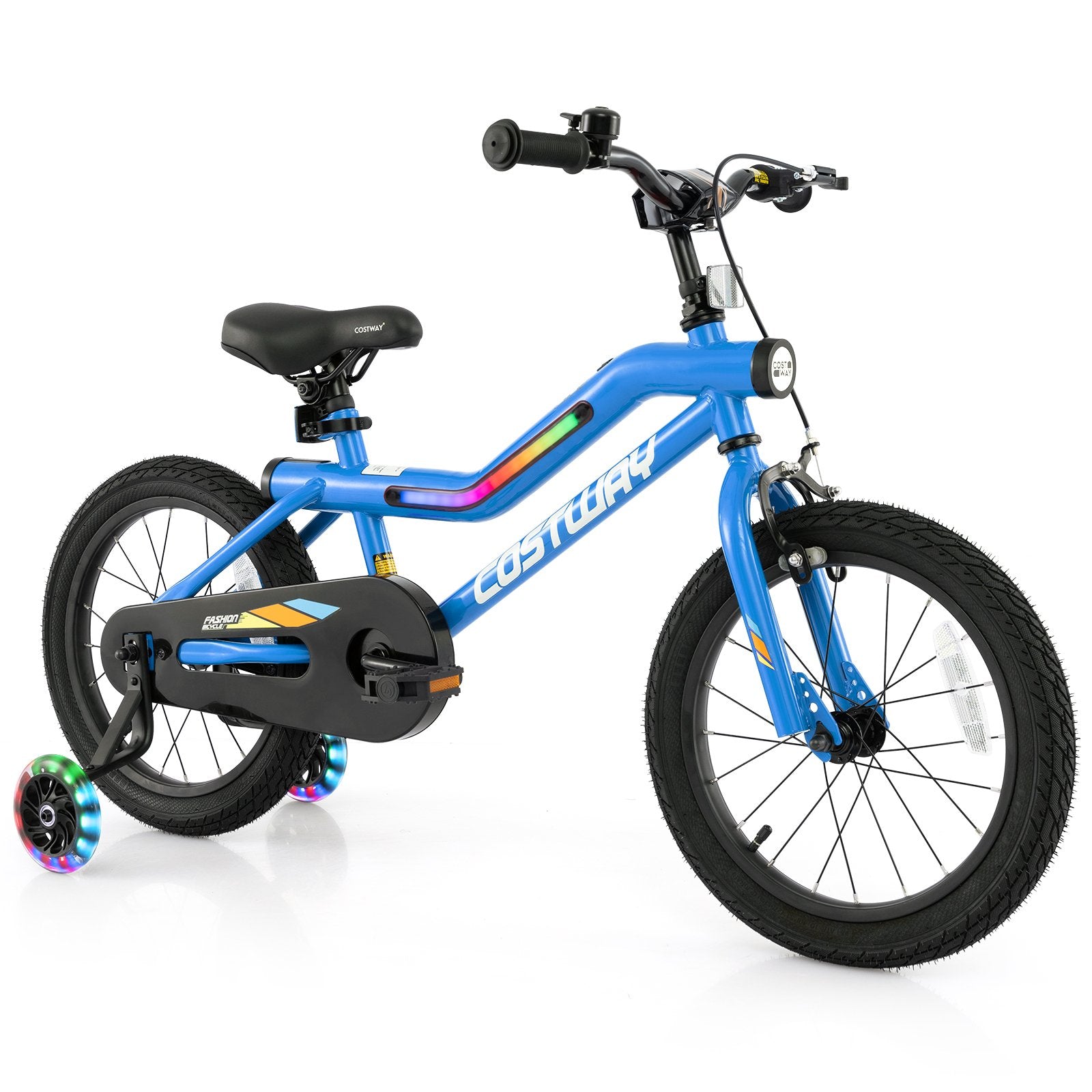18 Inch Kids Bike LED Lighted Adjustable with Training Wheels for 4-8 Years Old Kids-18 inches