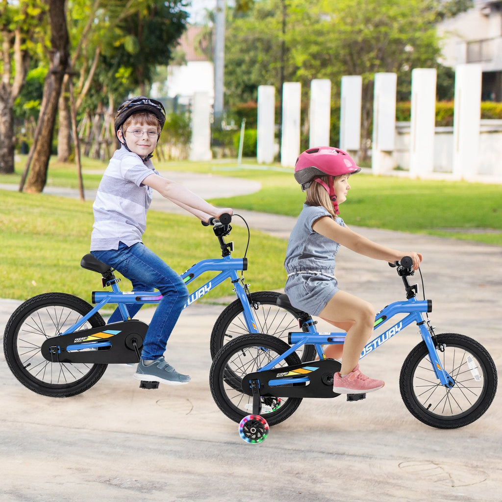 18 Inch Kids Bike LED Lighted Adjustable with Training Wheels for 4-8 Years Old Kids-18 inches