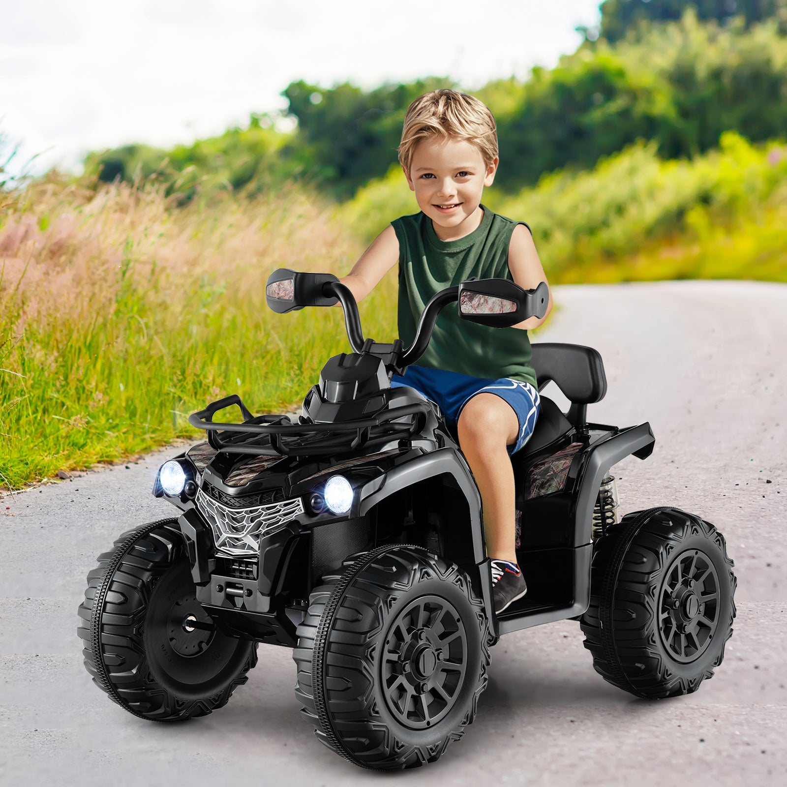 12V Kids Ride On ATV 4 Wheeler with MP3 and Headlights-Black
