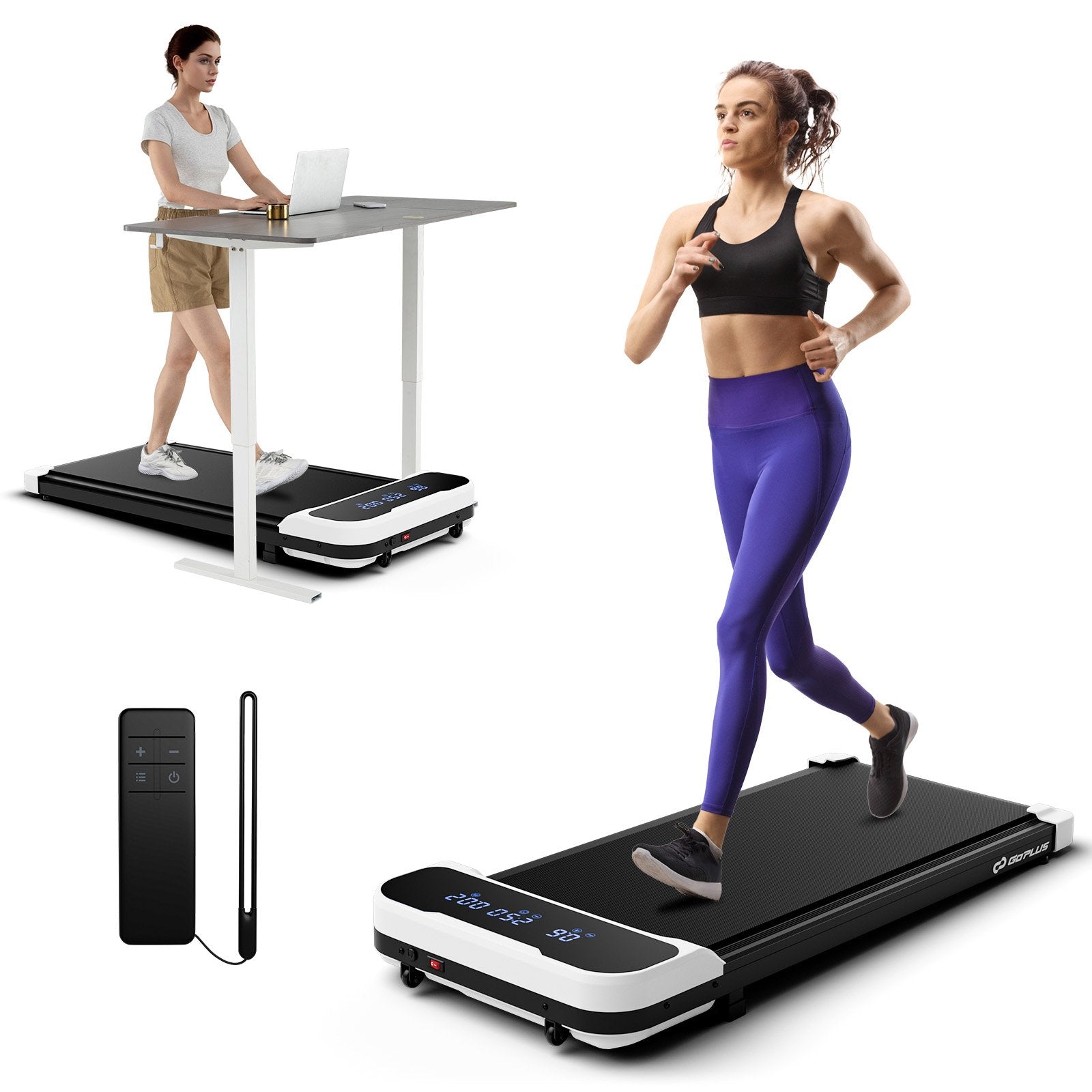 2.5HP Under Desk Treadmill with Remote Control and 3 Countdown Modes-Black