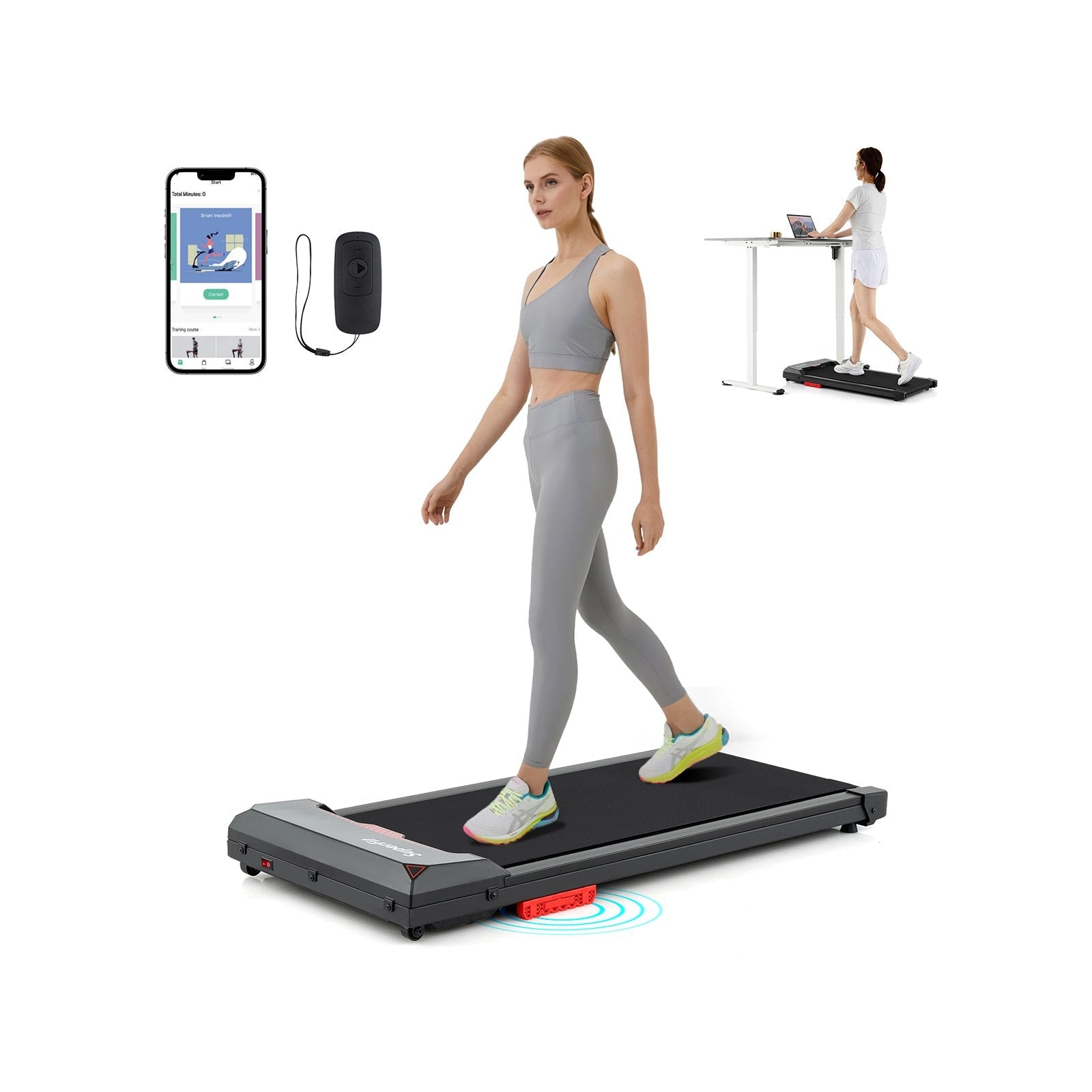 2.5HP Under Desk Treadmill with Remote Control and LED Display-Black