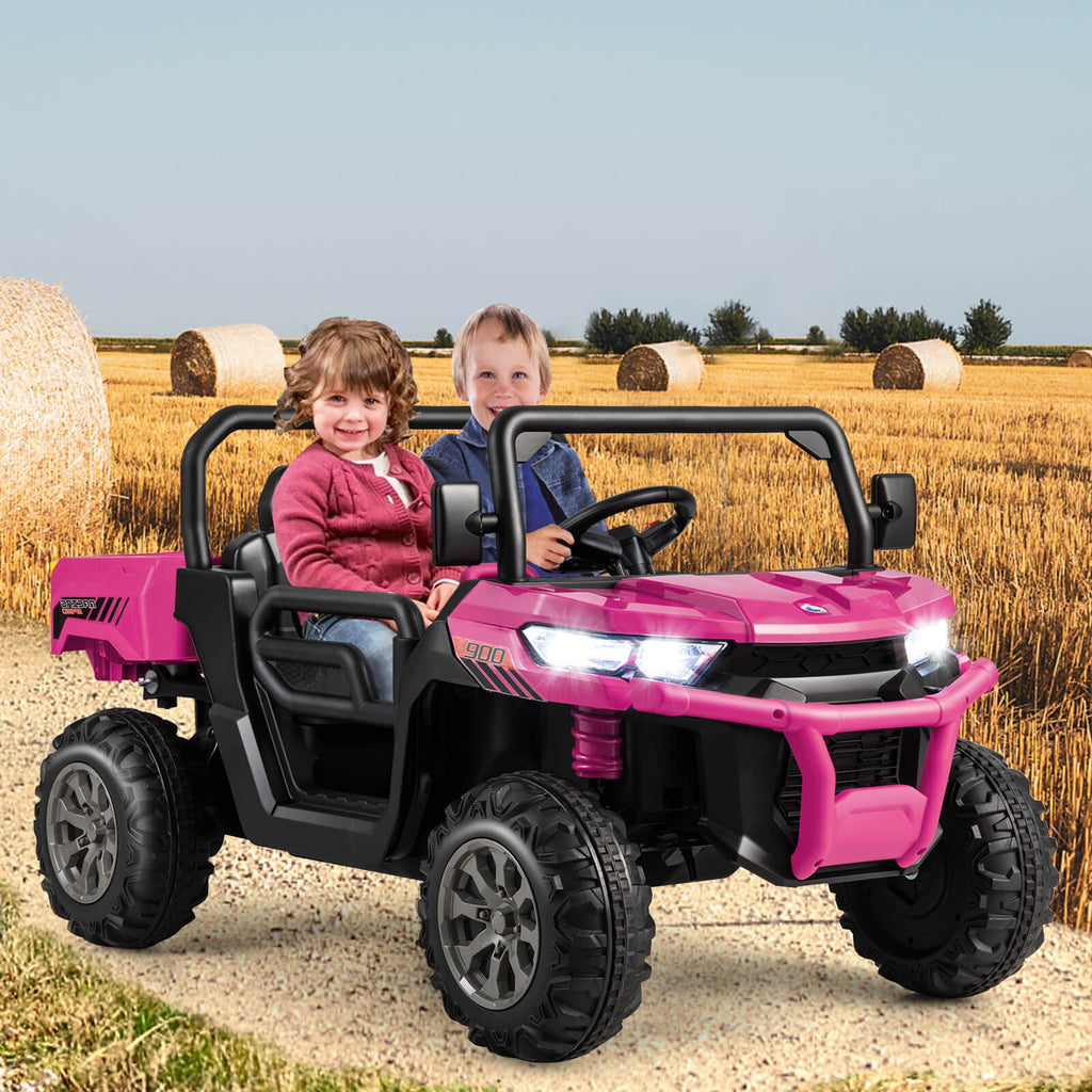 2-Seater Kids Ride On Dump Truck with Dump Bed and Shovel-Black