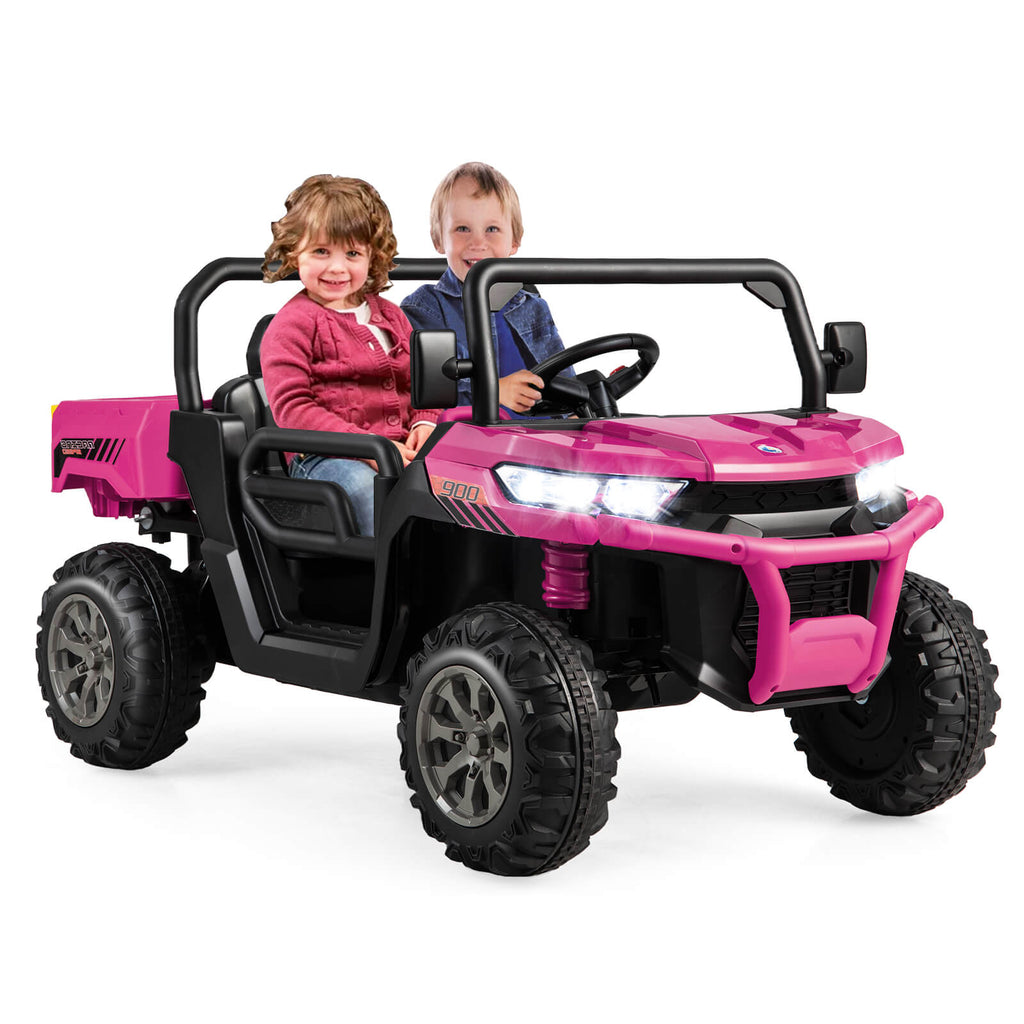 2-Seater Kids Ride On Dump Truck with Dump Bed and Shovel-Black