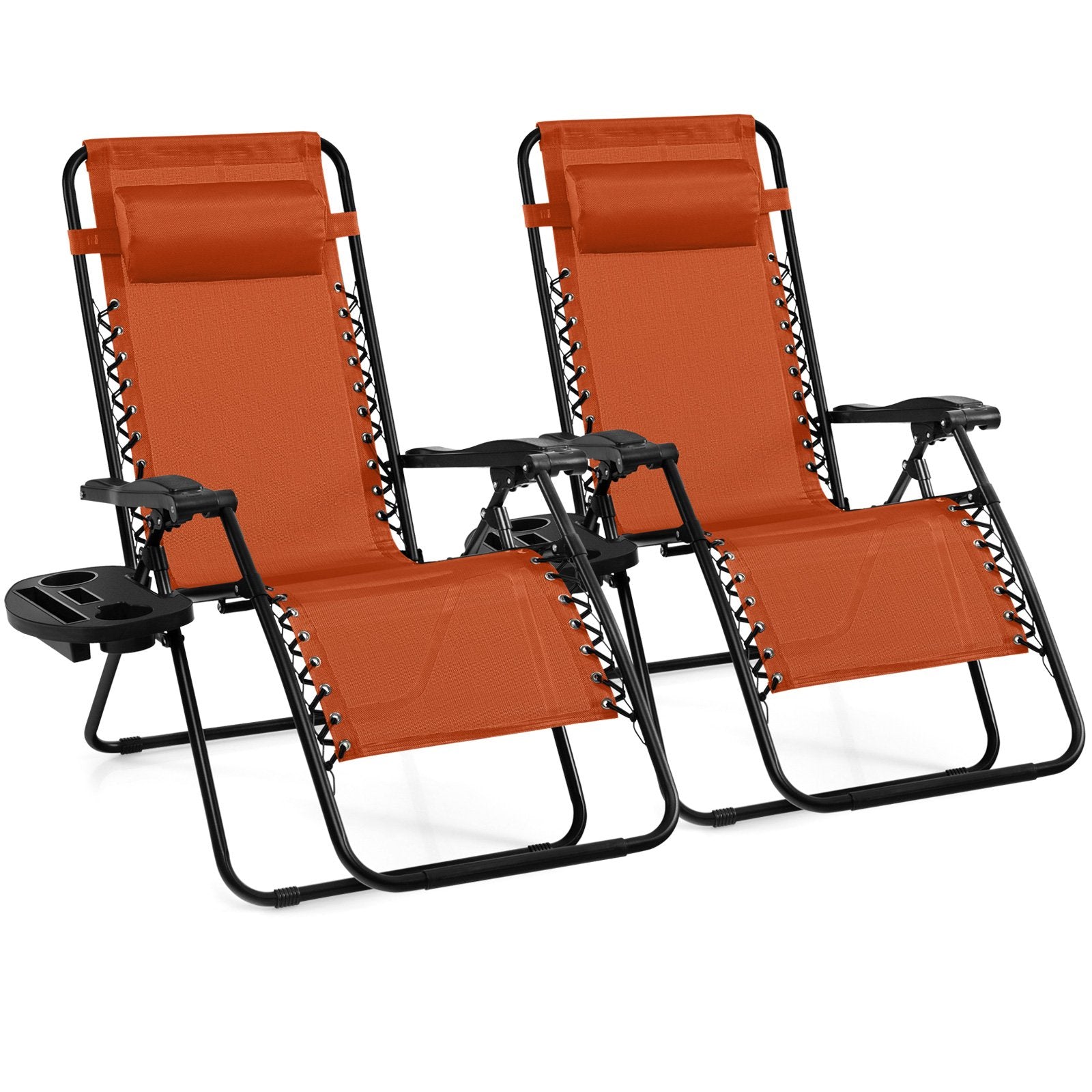 2 Pieces Folding Lounge Chair with Zero Gravity - Beige