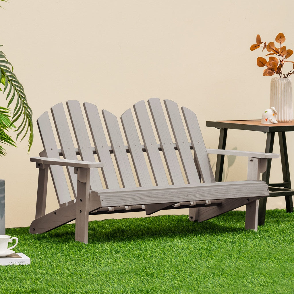 2 Person Adirondack Chair with High Backrest-Rustic Brown