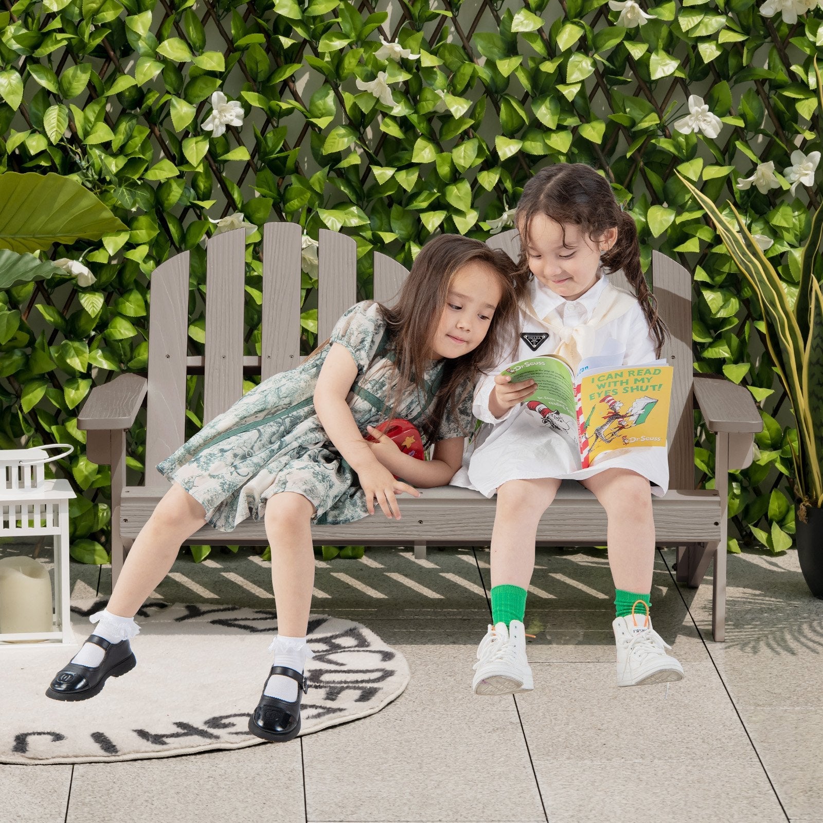 2 Person Adirondack Chair with High Backrest-Rustic Brown