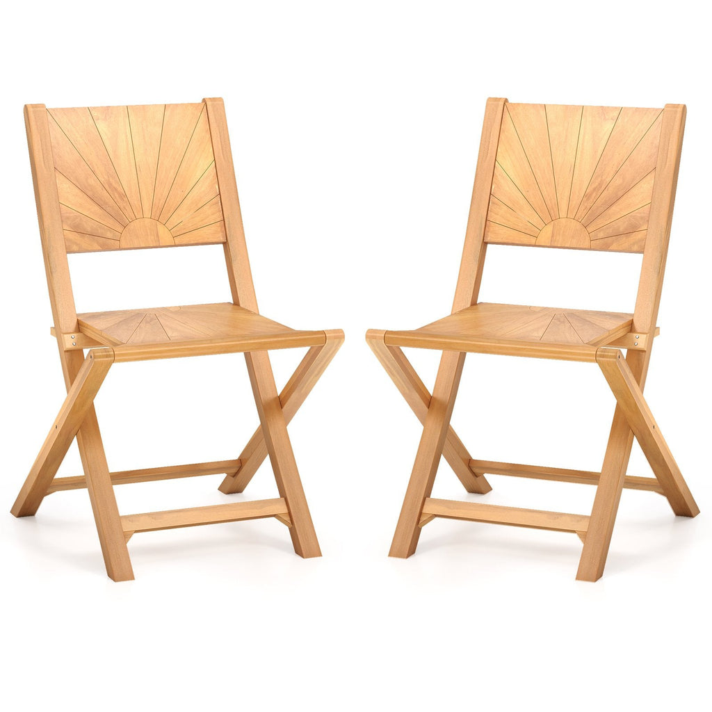 2 Pieces Folding Patio Chairs with Inclined Backrest