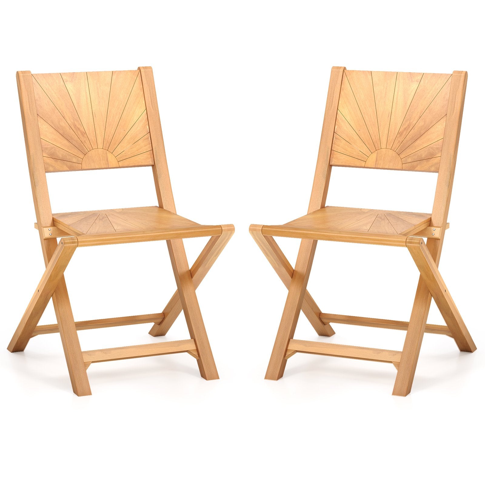2 Pieces Folding Patio Chairs with Inclined Backrest