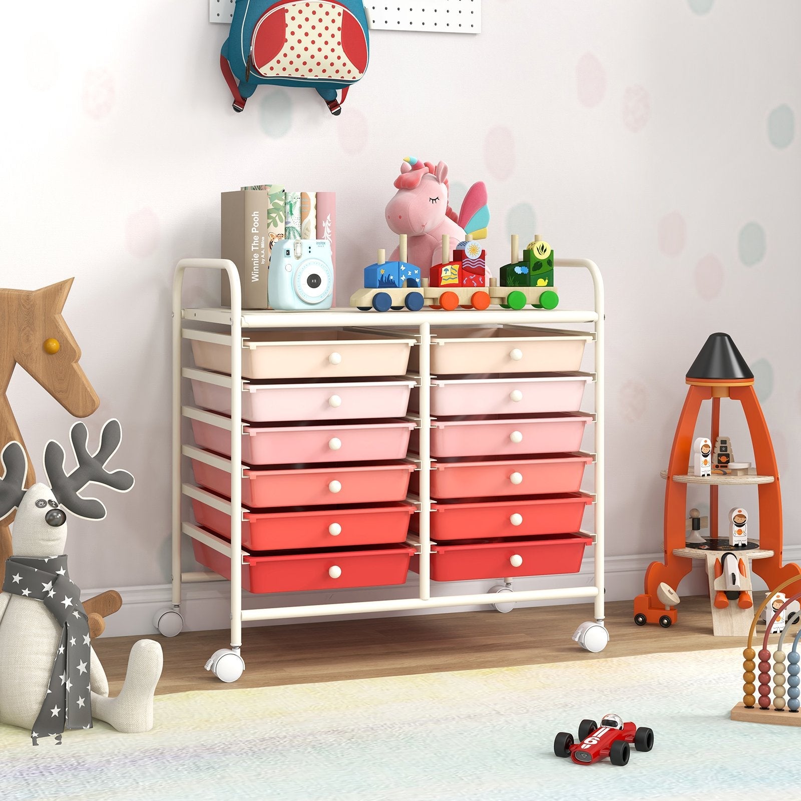 12 Drawers Rolling Storage Cart for Home and Office-Black