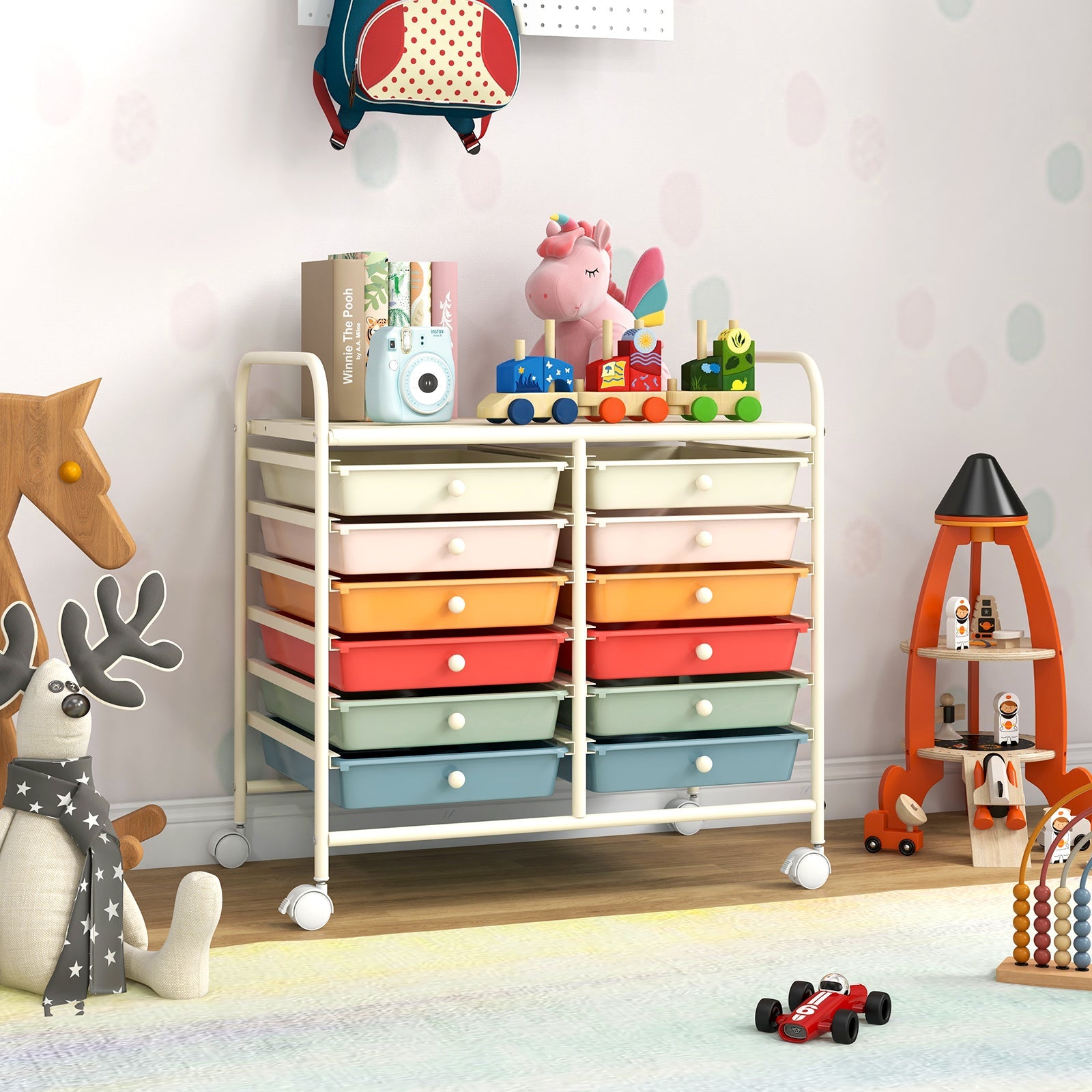 12 Drawers Rolling Storage Cart for Home and Office-Black