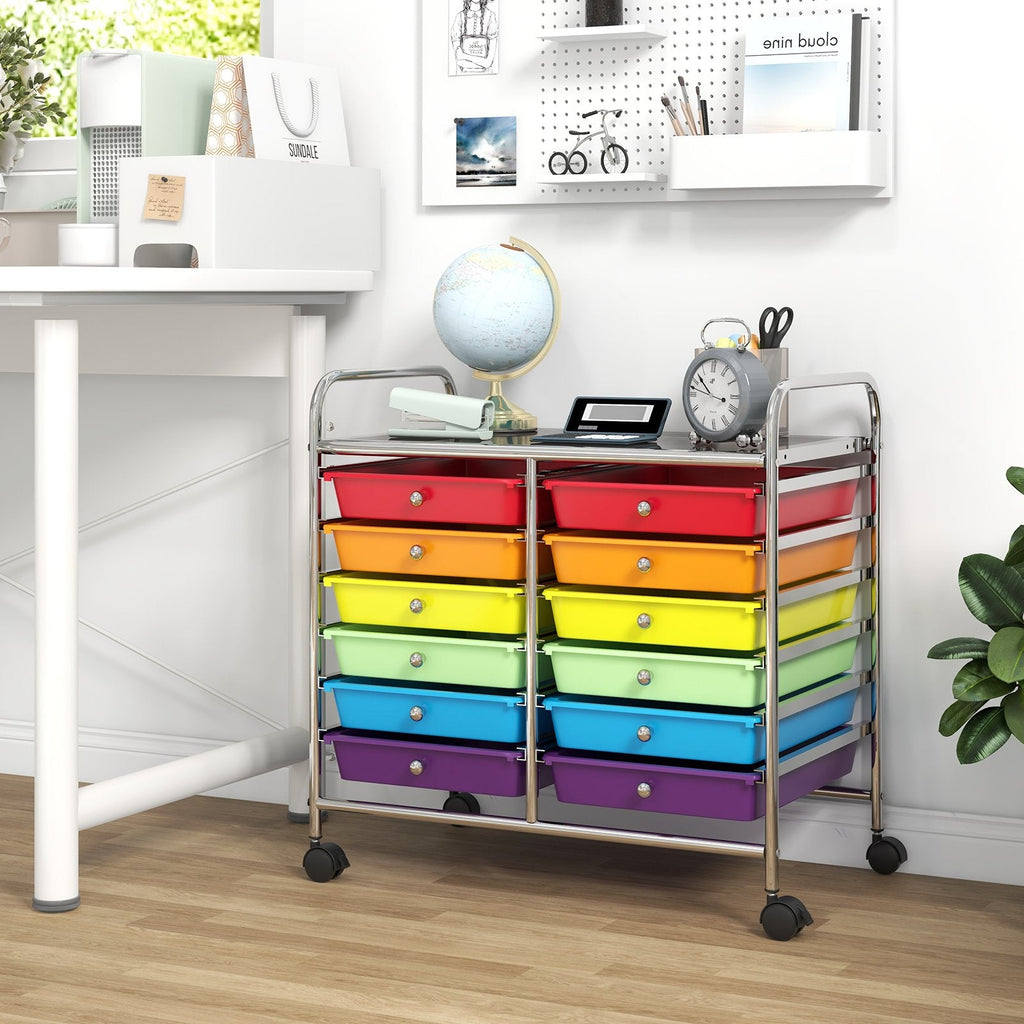 12 Drawers Rolling Storage Cart for Home and Office-Black
