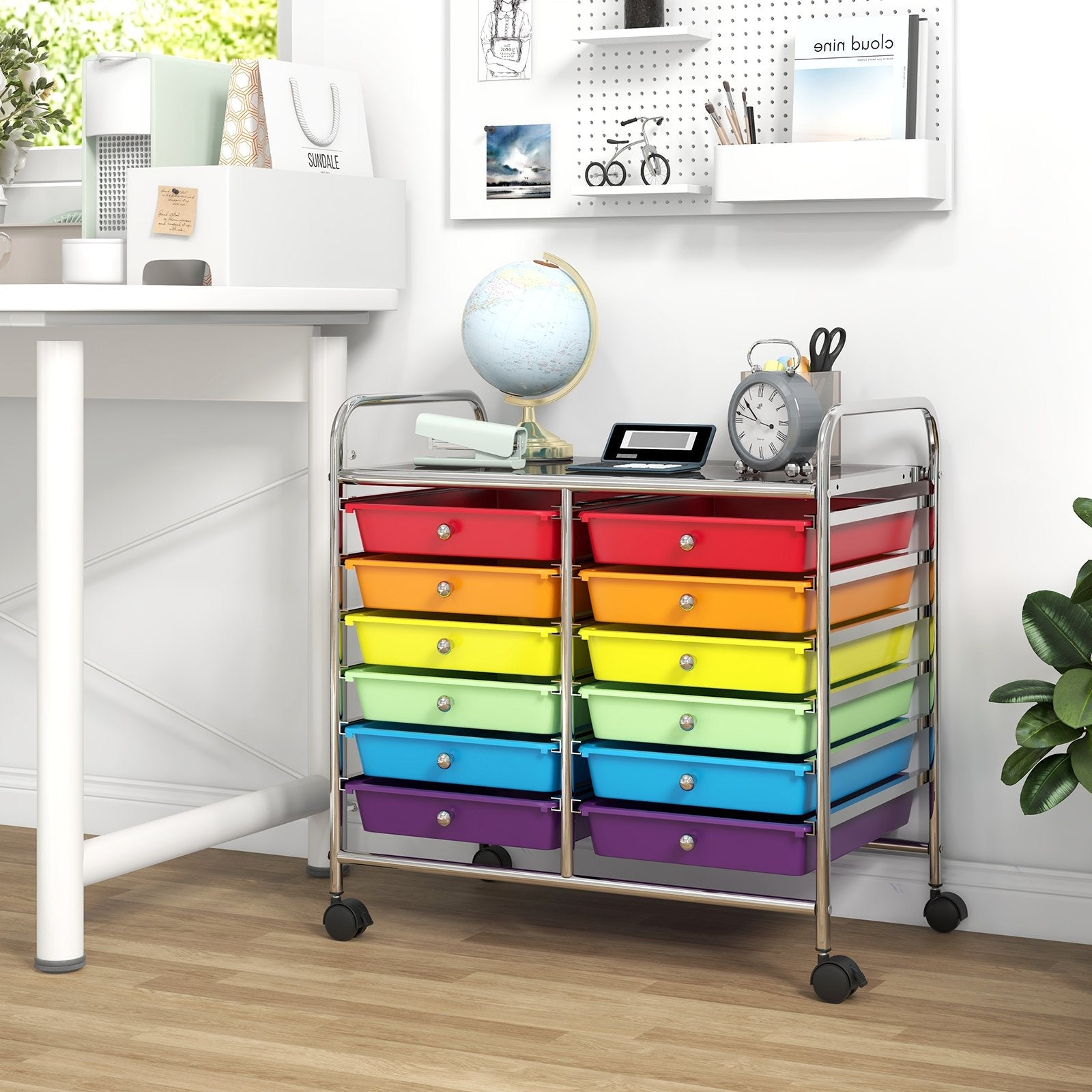 12 Drawers Rolling Storage Cart for Home and Office-Black