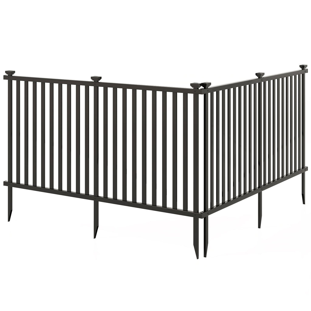2 Piece 80 x 51 Inch Vinyl Picket Fence for Garden-Black