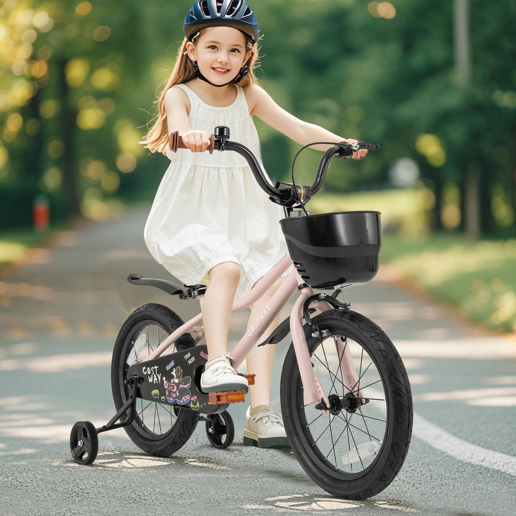 12 Inches Kids Bike with Basket and Adjustable Handlebar for 3-4 Years Old