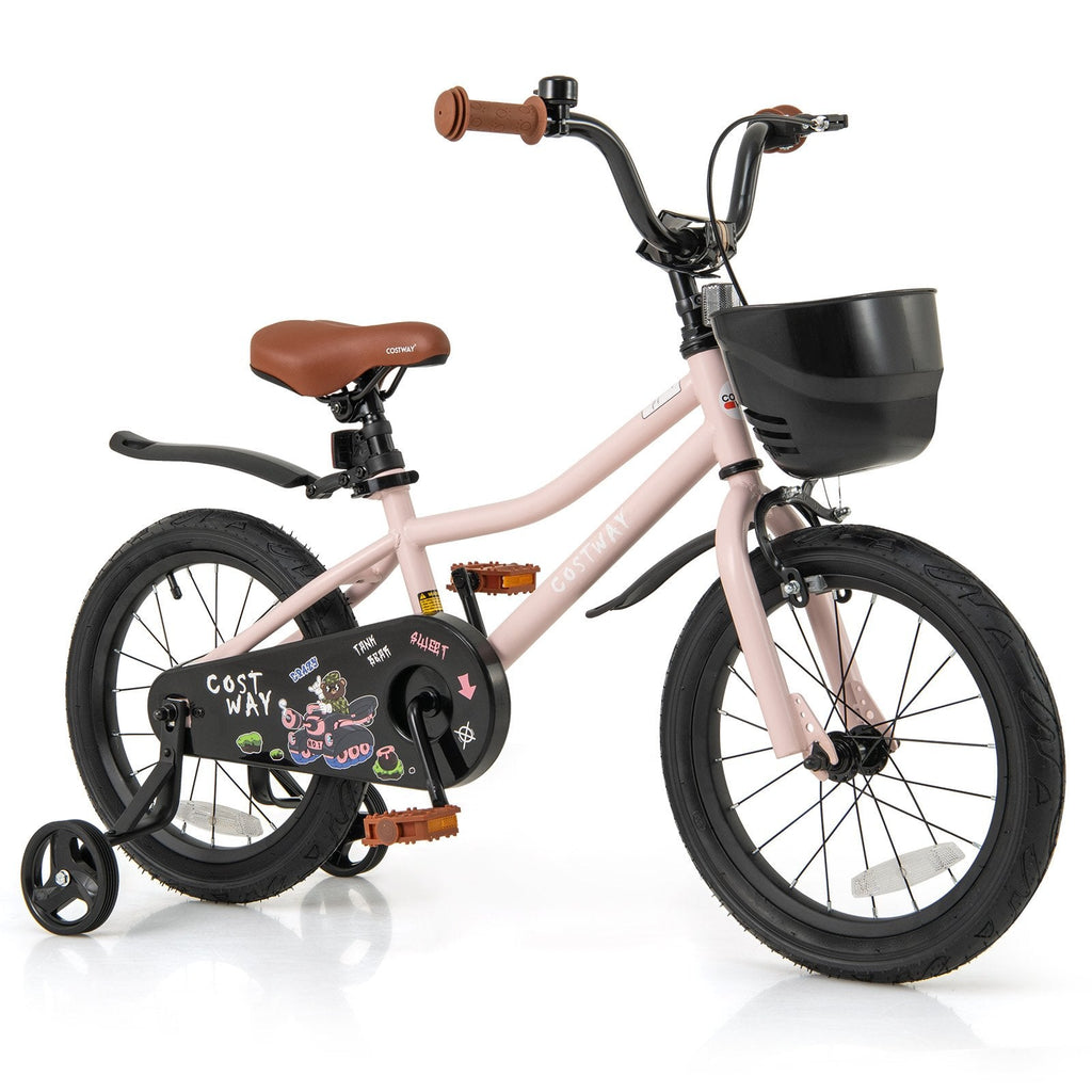12 Inches Kids Bike with Basket and Adjustable Handlebar for 3-4 Years Old