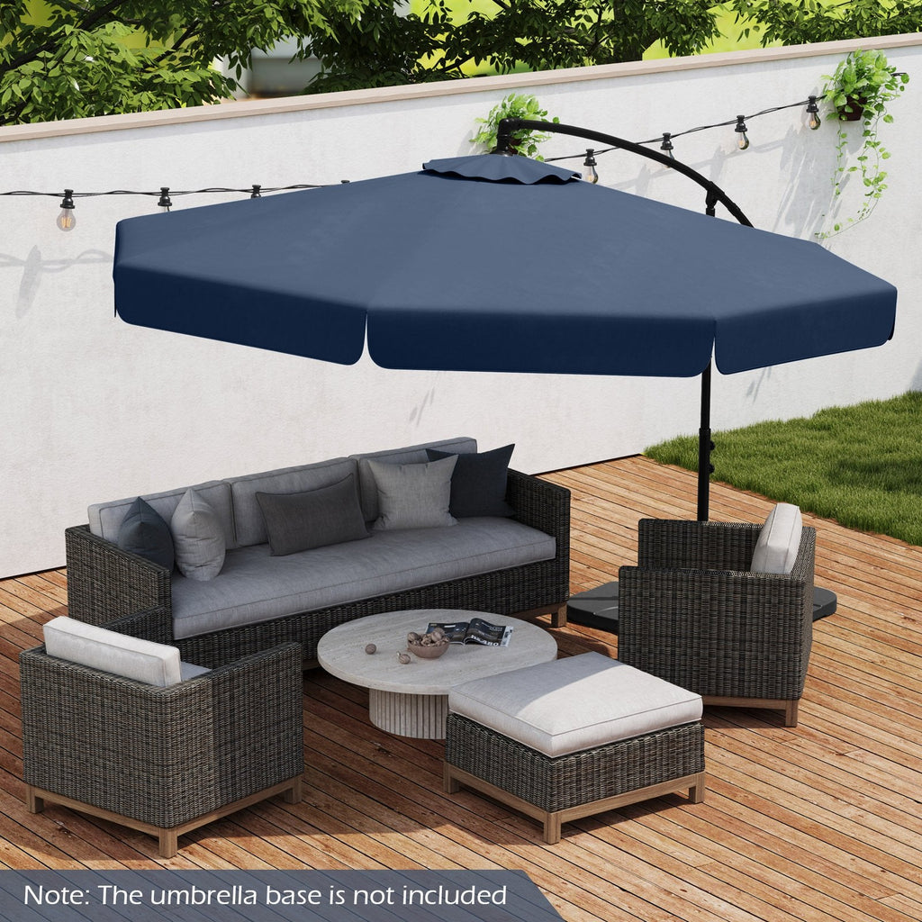 10 Feet Patio Cantilever Umbrella with Cover Tilt Adjustment and Ruffled Edge-Beige