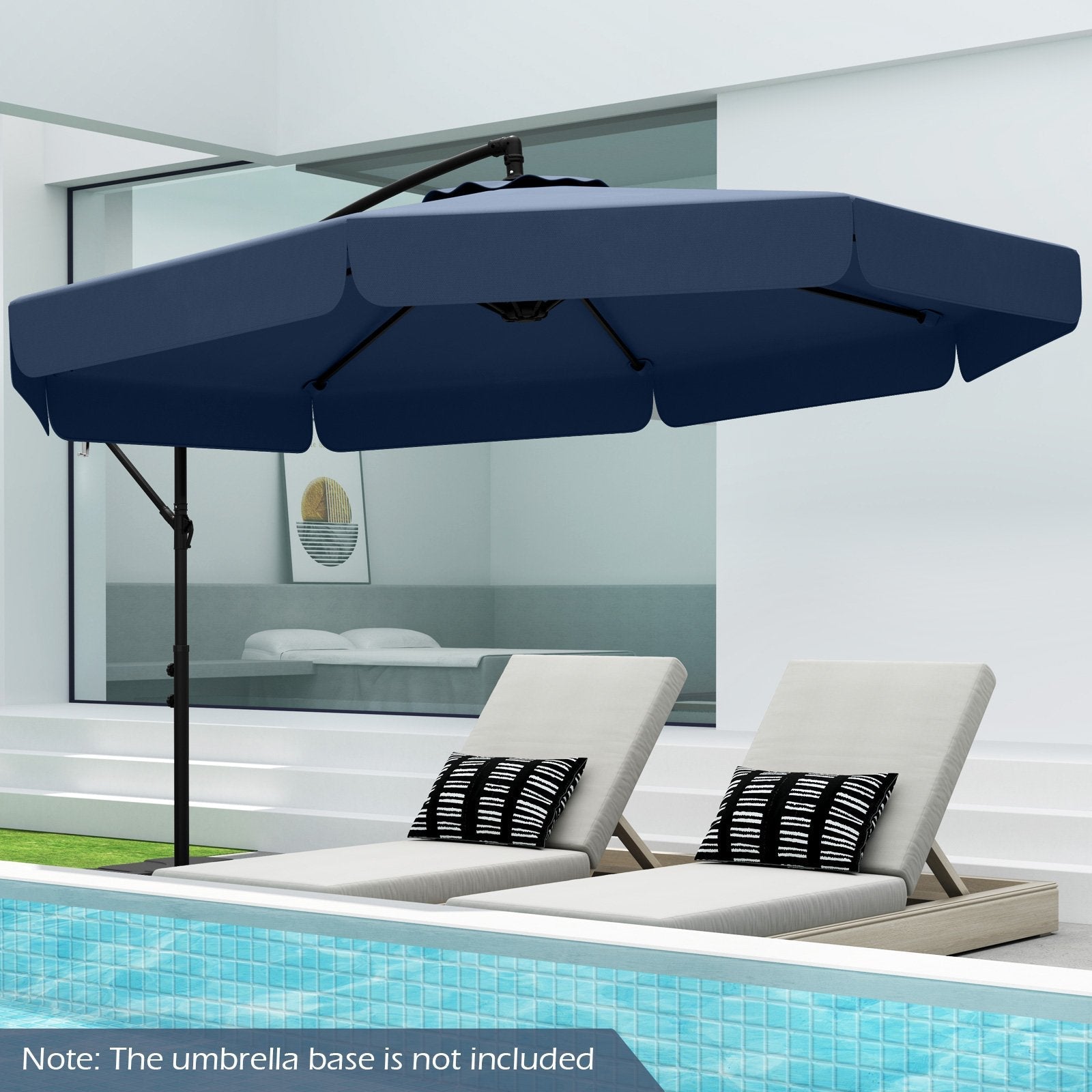 10 Feet Patio Cantilever Umbrella with Cover Tilt Adjustment and Ruffled Edge-Beige