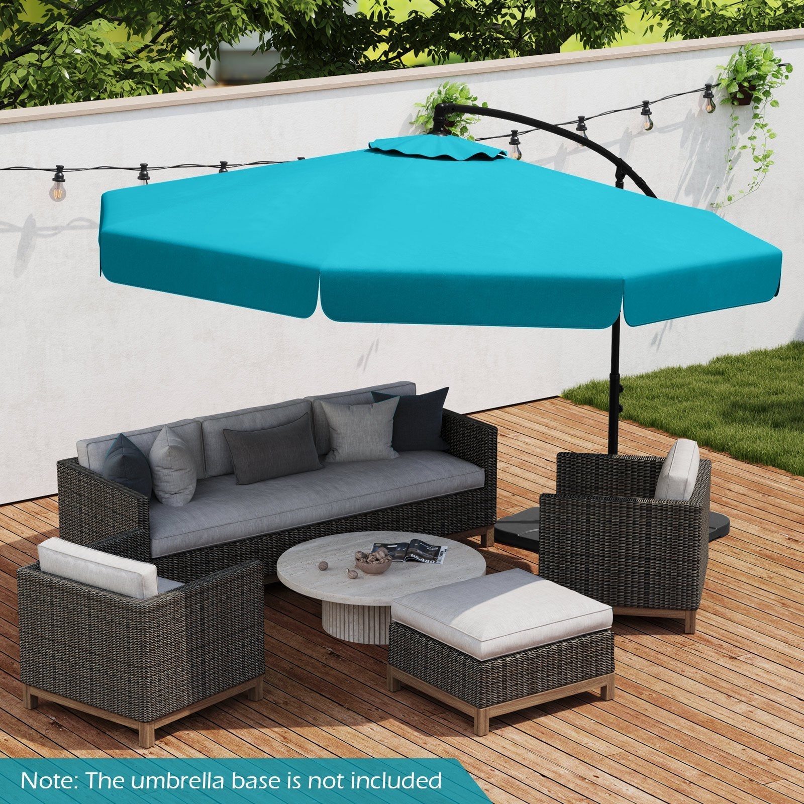 10 Feet Patio Cantilever Umbrella with Cover Tilt Adjustment and Ruffled Edge-Beige